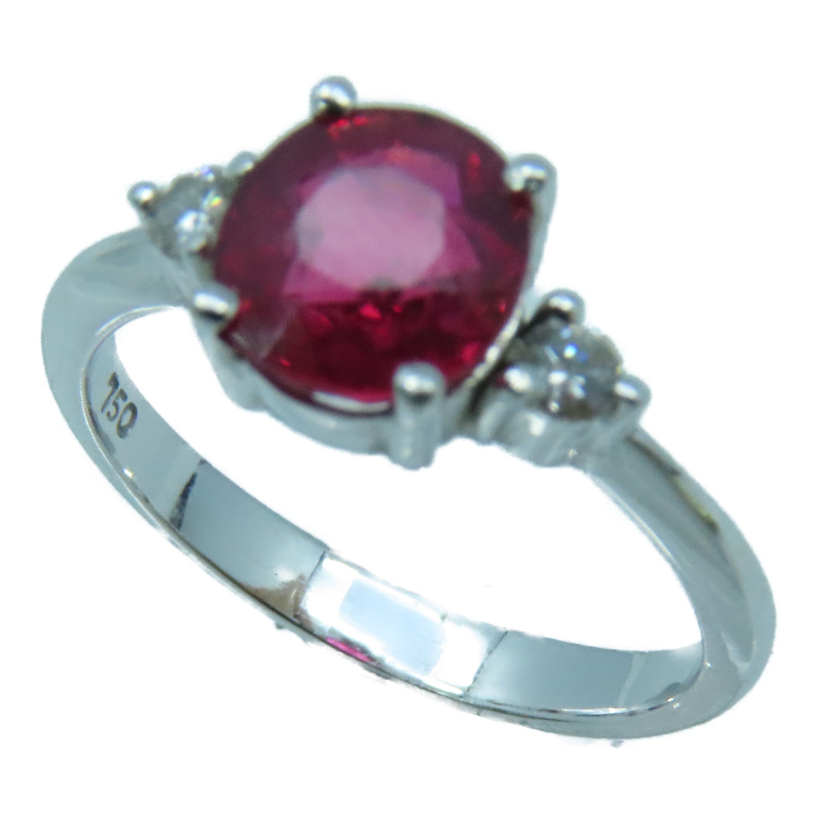 JEWELRY 18K White Gold Ruby Diamond Ring Ruby Diamond Ring US#5.25