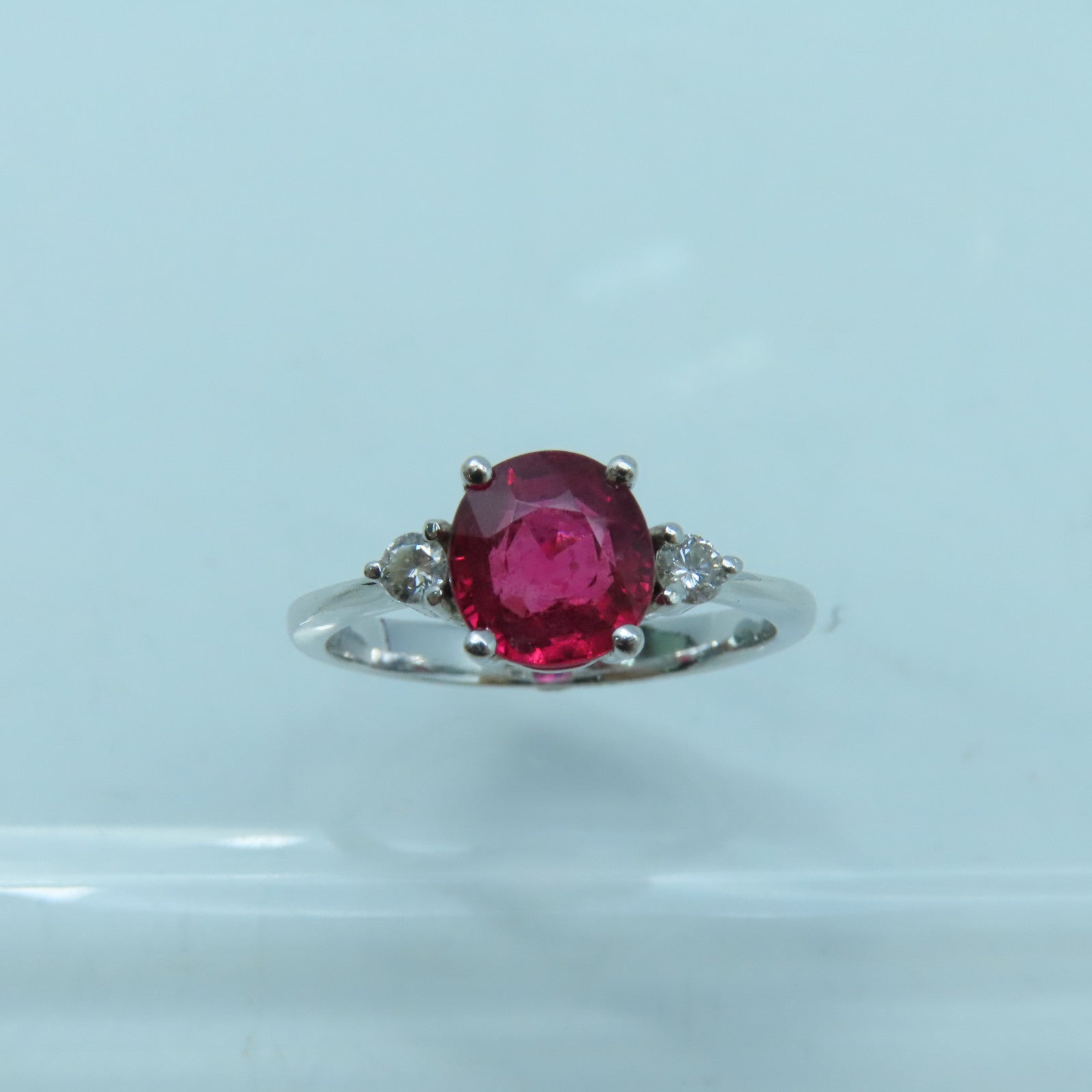 JEWELRY 18K White Gold Ruby Diamond Ring Ruby Diamond Ring US#5.25