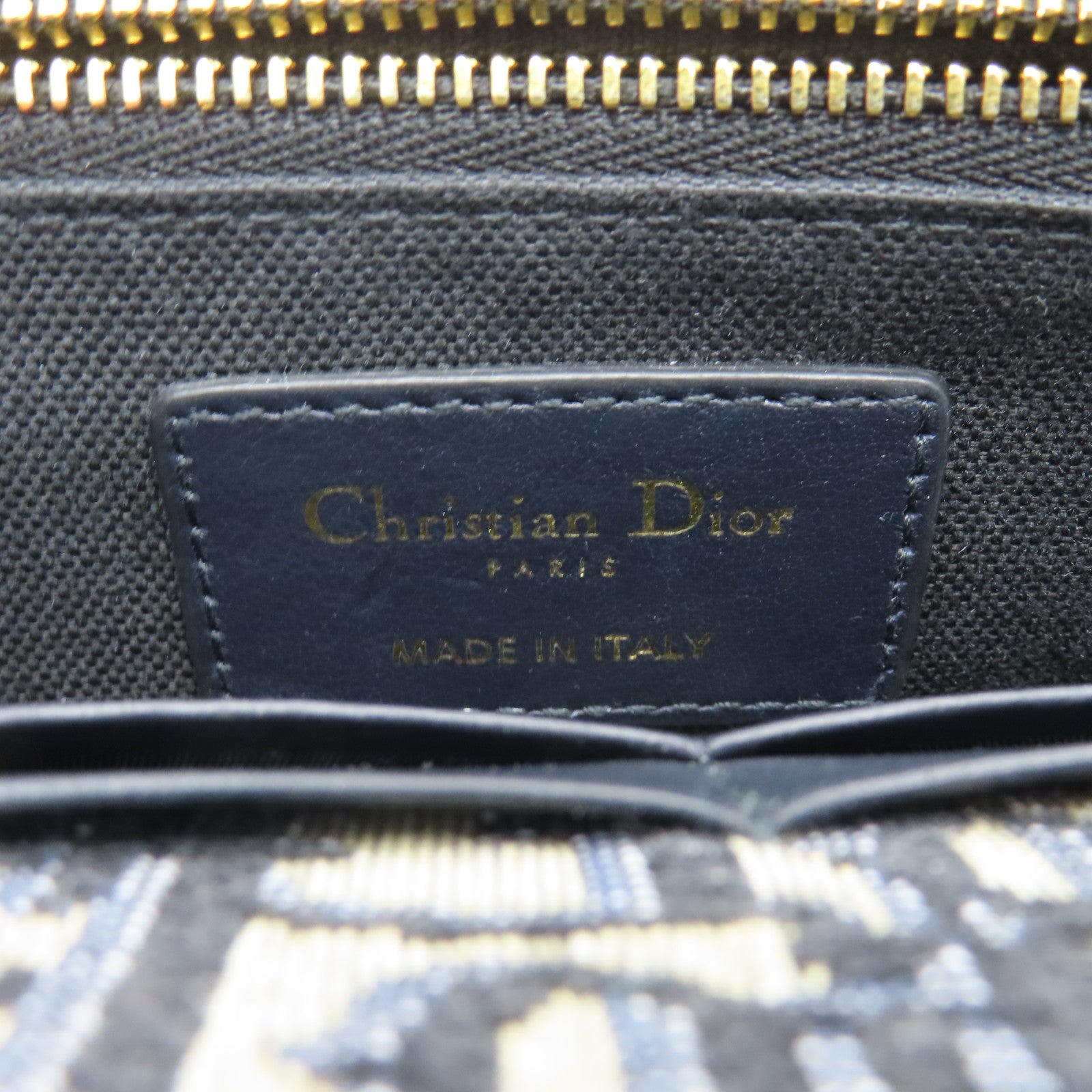 Dior 帆布SLG 30 Montaigne Pouch金扣鏈帶肩背袋/腰包深藍色