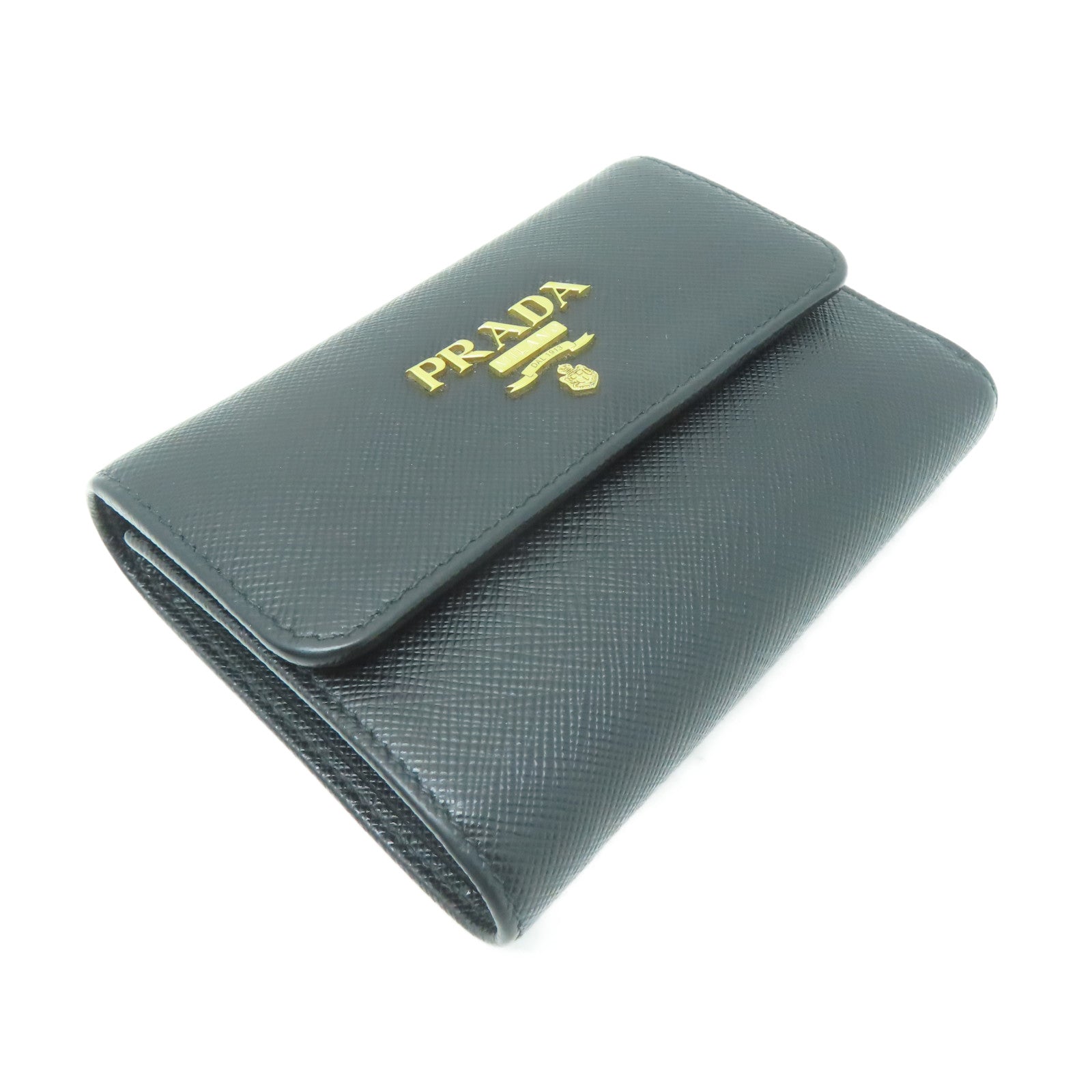 PRADA 牛皮皮革Wallet金扣錢包黑色