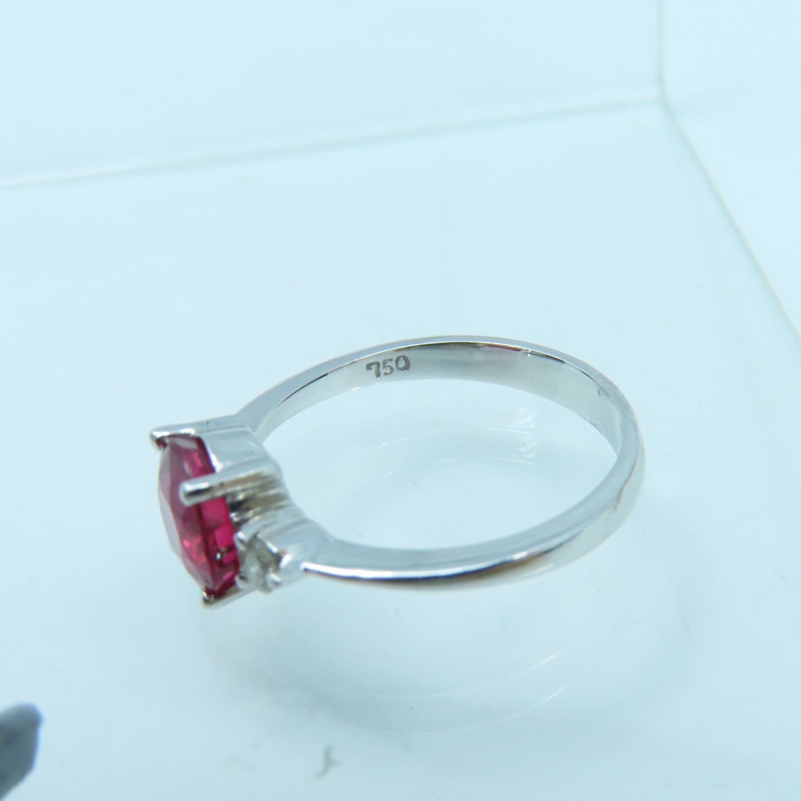 JEWELRY 18K White Gold Ruby Diamond Ring Ruby Diamond Ring US#5.25
