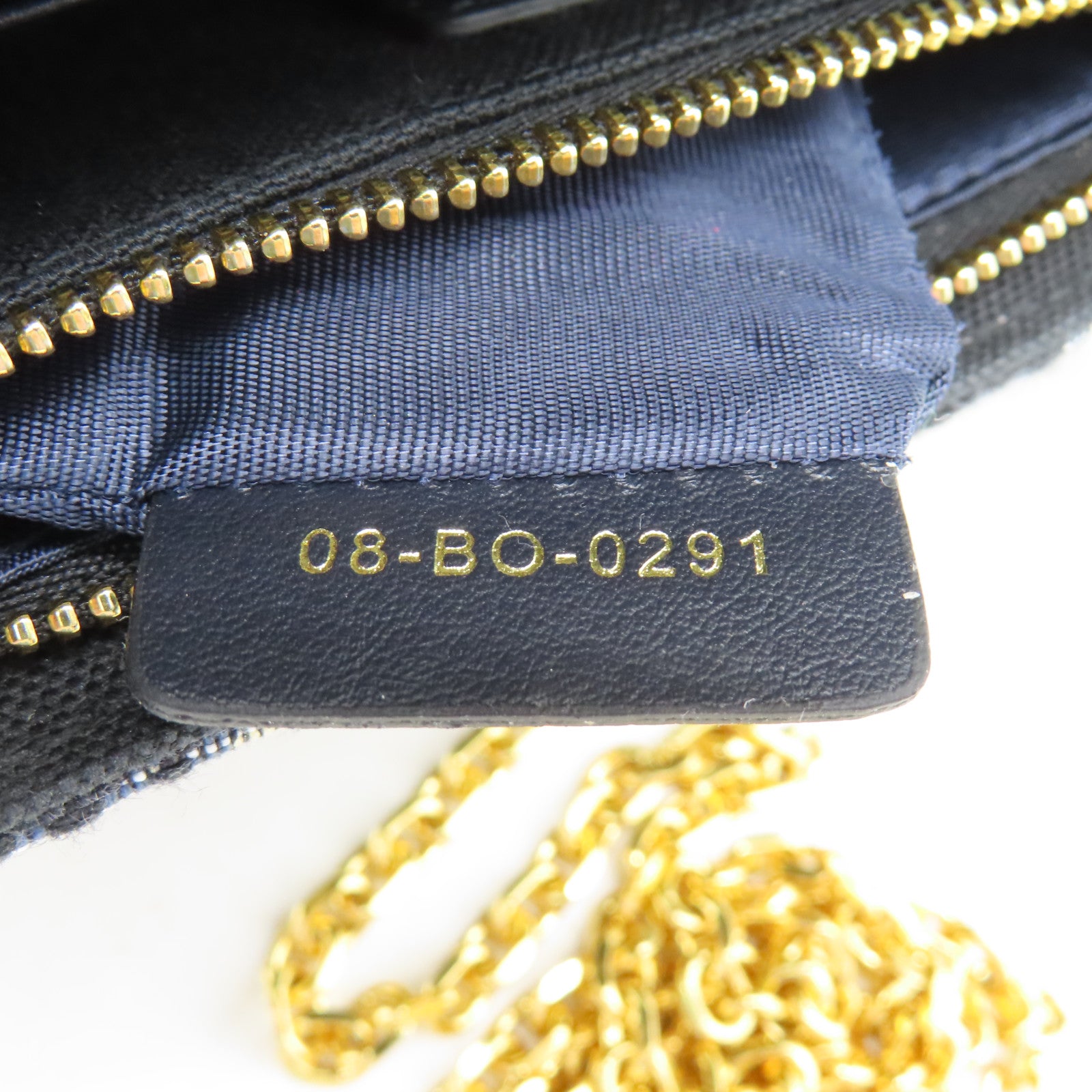 Dior 帆布SLG 30 Montaigne Pouch金扣鏈帶肩背袋/腰包深藍色