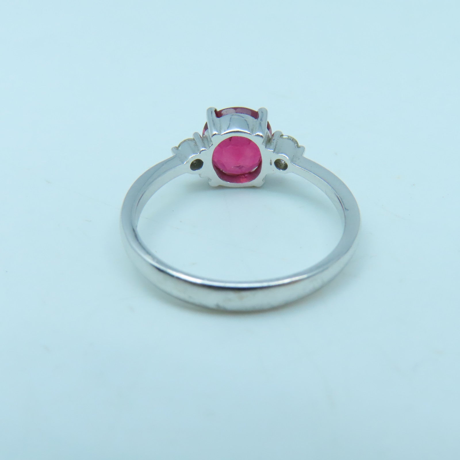 JEWELRY 18K White Gold Ruby Diamond Ring Ruby Diamond Ring US#5.25