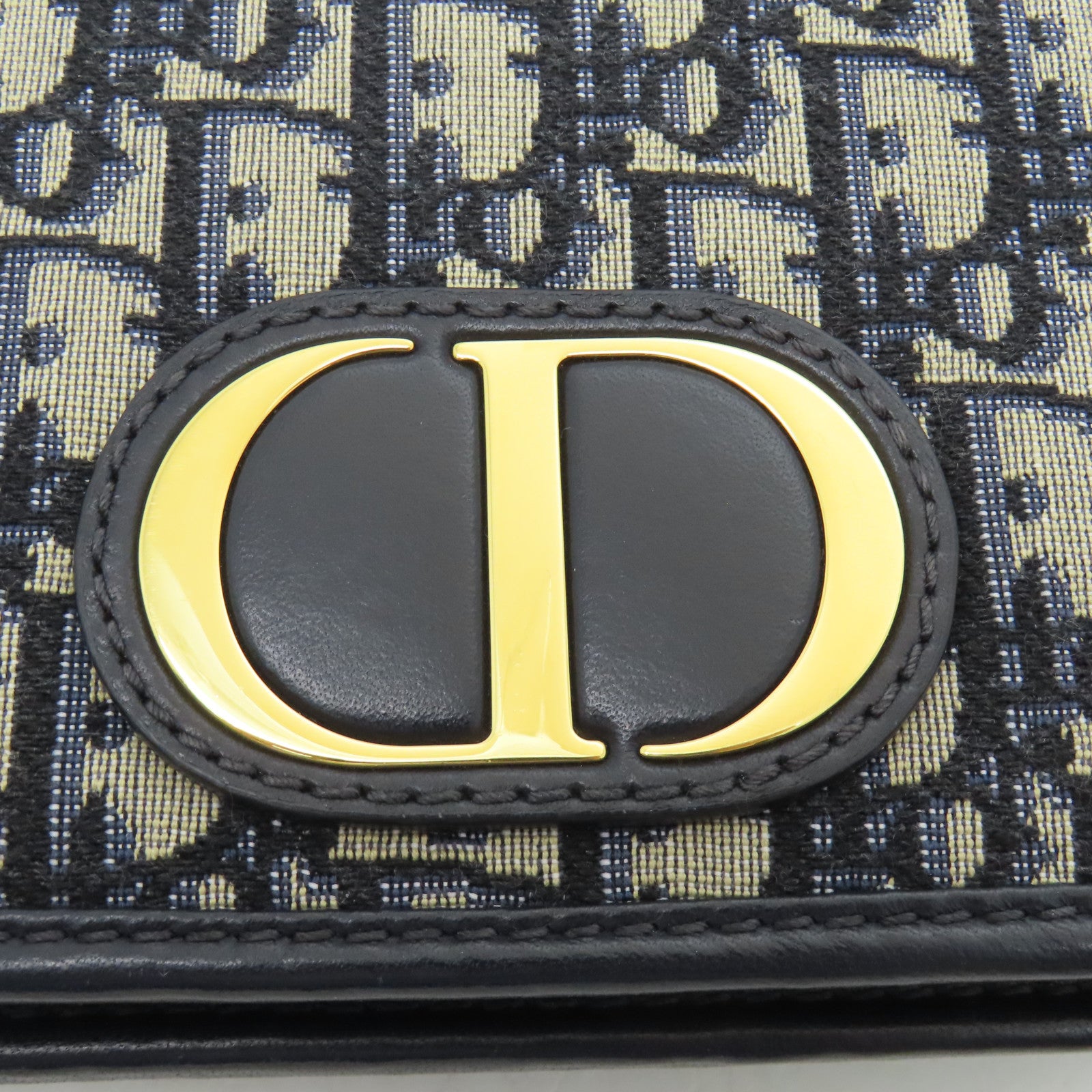 Dior 帆布SLG 30 Montaigne Pouch金扣鏈帶肩背袋/腰包深藍色