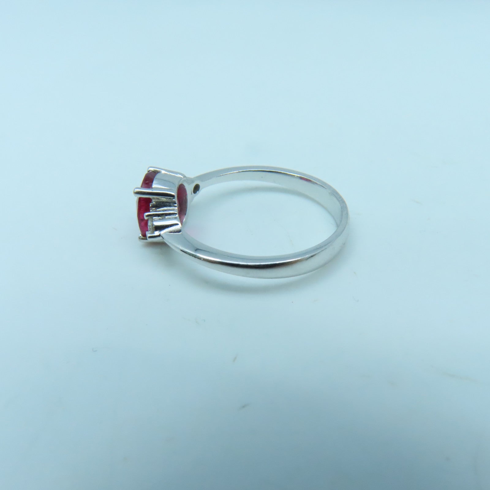 JEWELRY 18K White Gold Ruby Diamond Ring Ruby Diamond Ring US#5.25