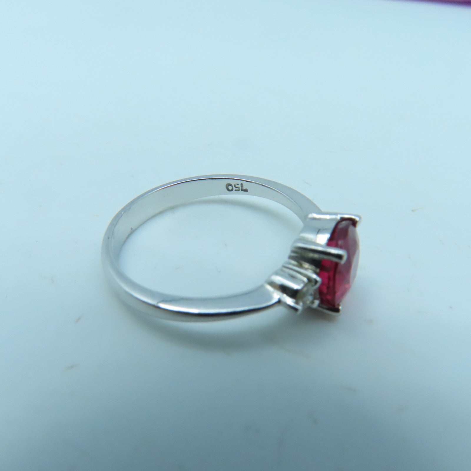 JEWELRY 18K White Gold Ruby Diamond Ring Ruby Diamond Ring US#5.25