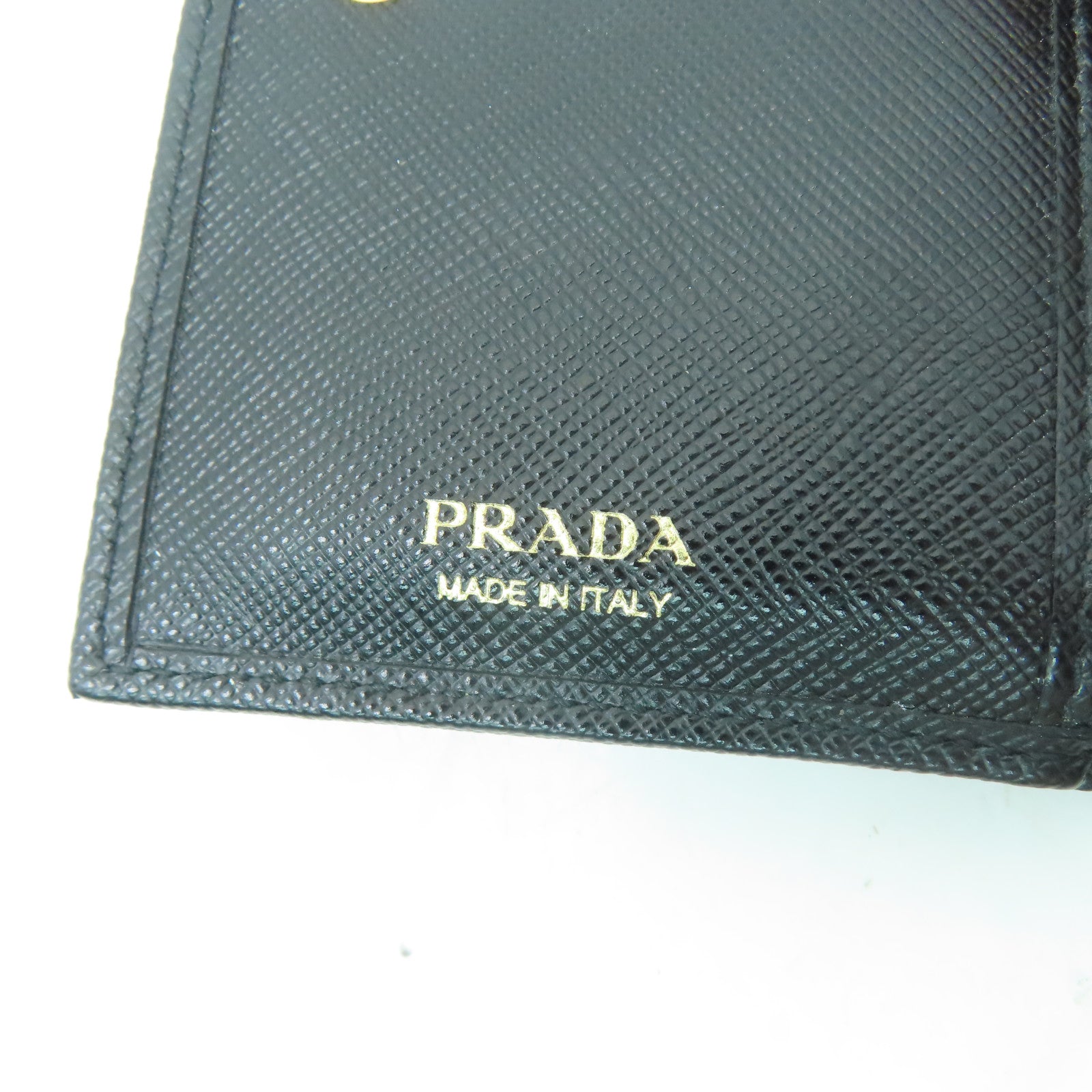 PRADA 牛皮皮革Wallet金扣錢包黑色