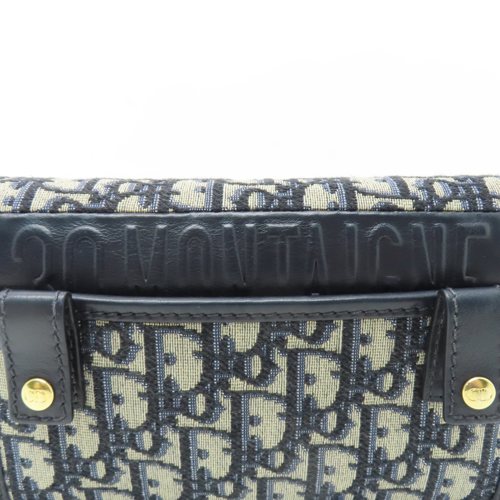 Dior 帆布SLG 30 Montaigne Pouch金扣鏈帶肩背袋/腰包深藍色