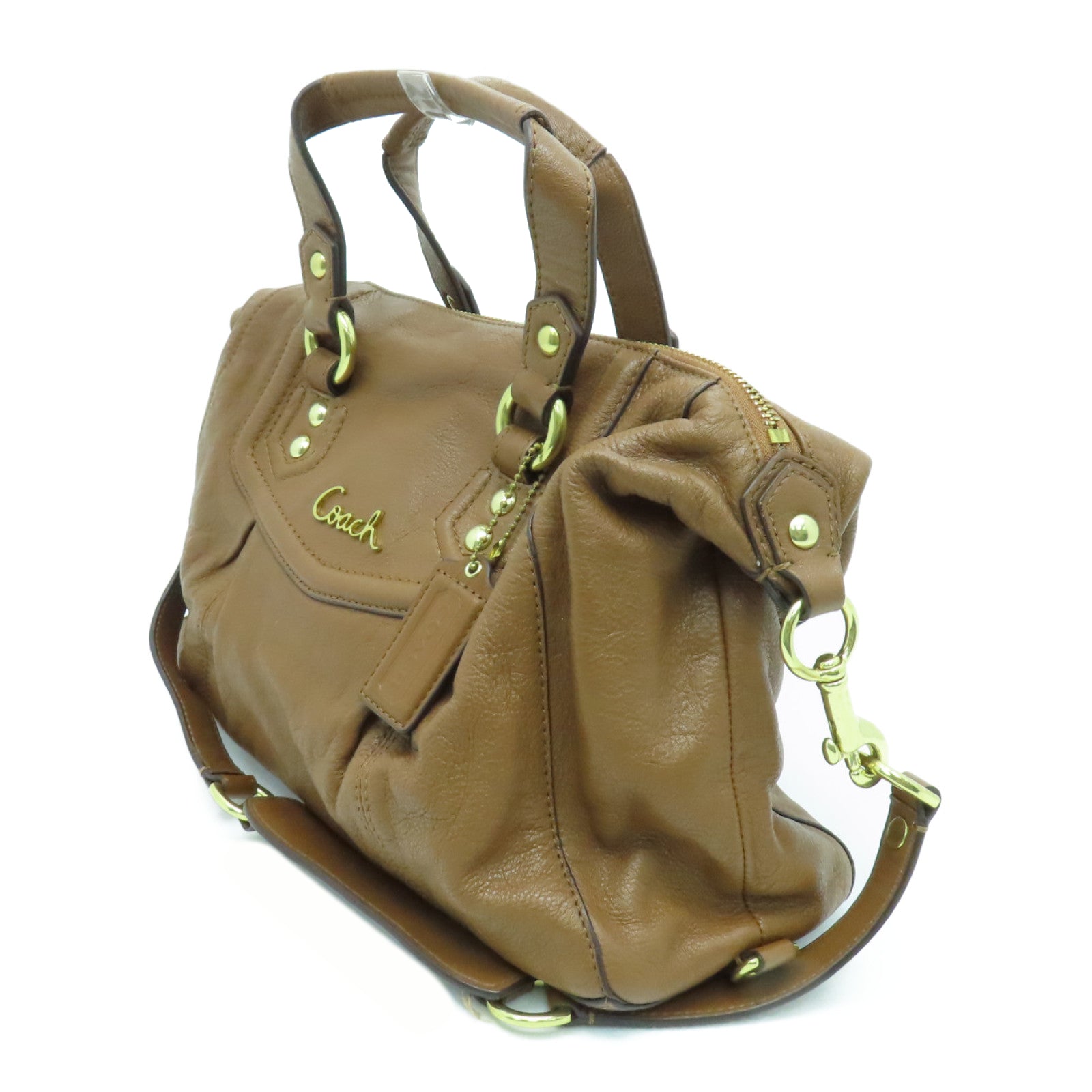 COACH Cowhide Leather 2way Shoulder Bag Gold Buckle Handle Shoulder Bag Brown