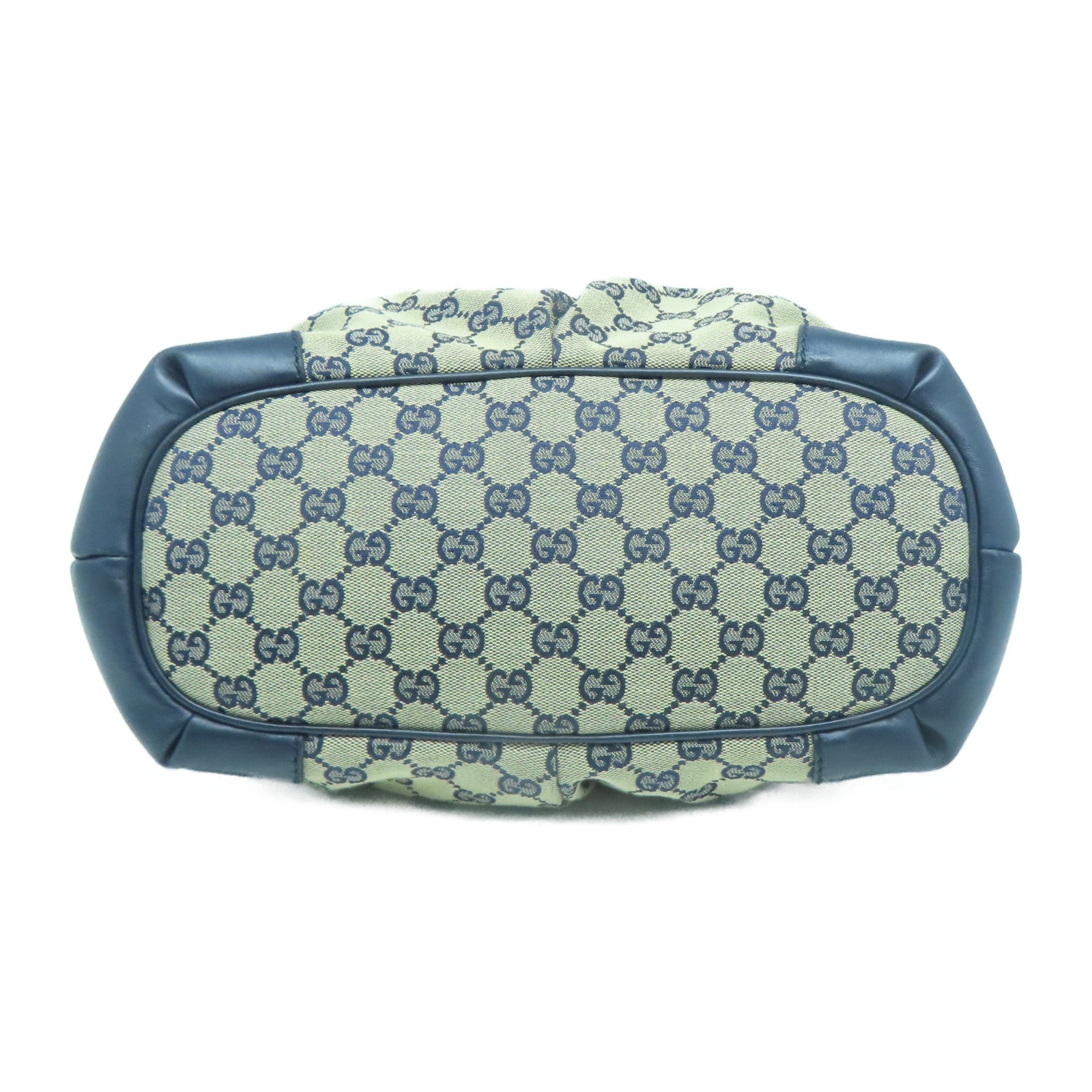 GUCCI 帆布/牛皮皮革Shoulder Bag金扣手挽肩背兩用袋藍色