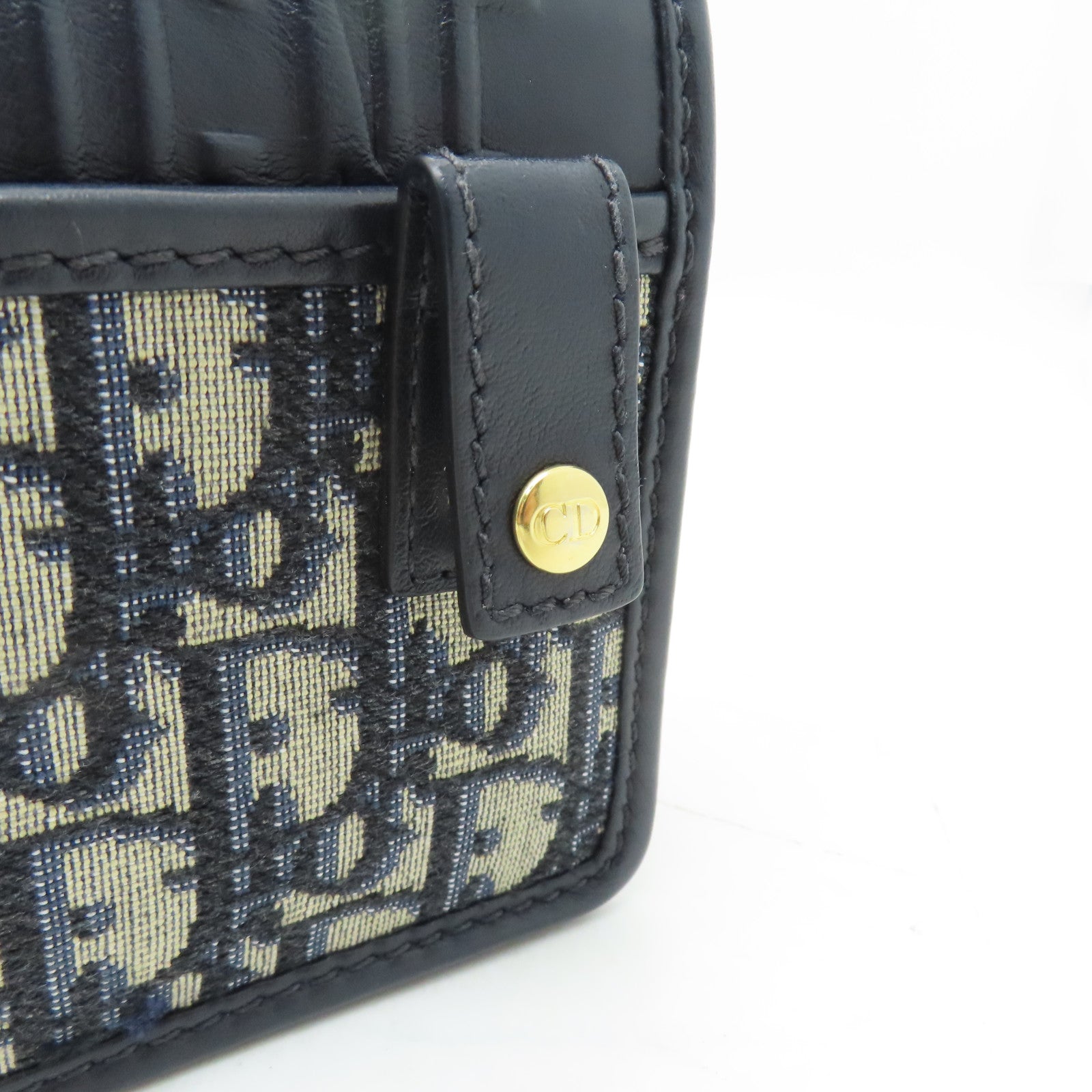 Dior 帆布SLG 30 Montaigne Pouch金扣鏈帶肩背袋/腰包深藍色