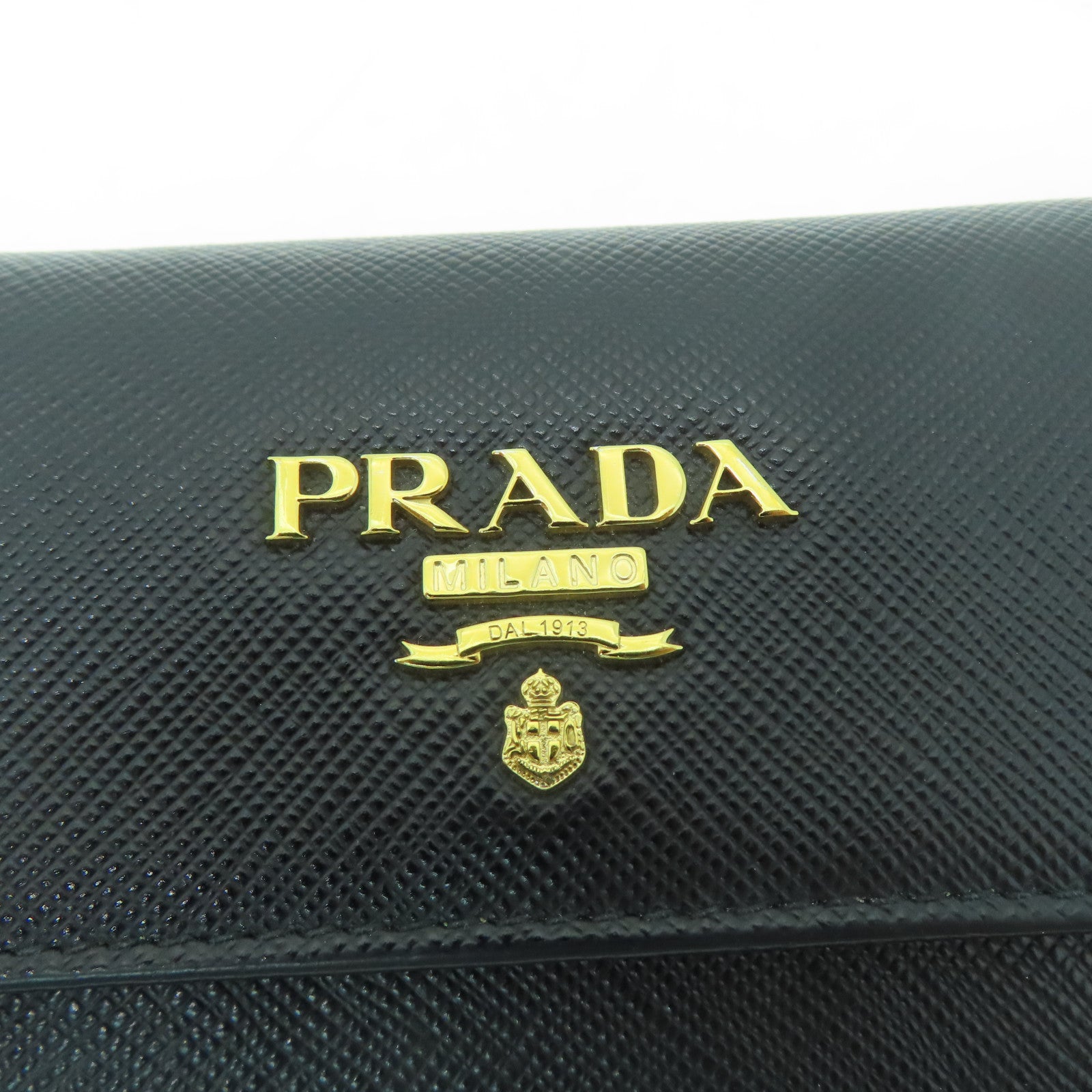 PRADA 牛皮皮革Wallet金扣錢包黑色
