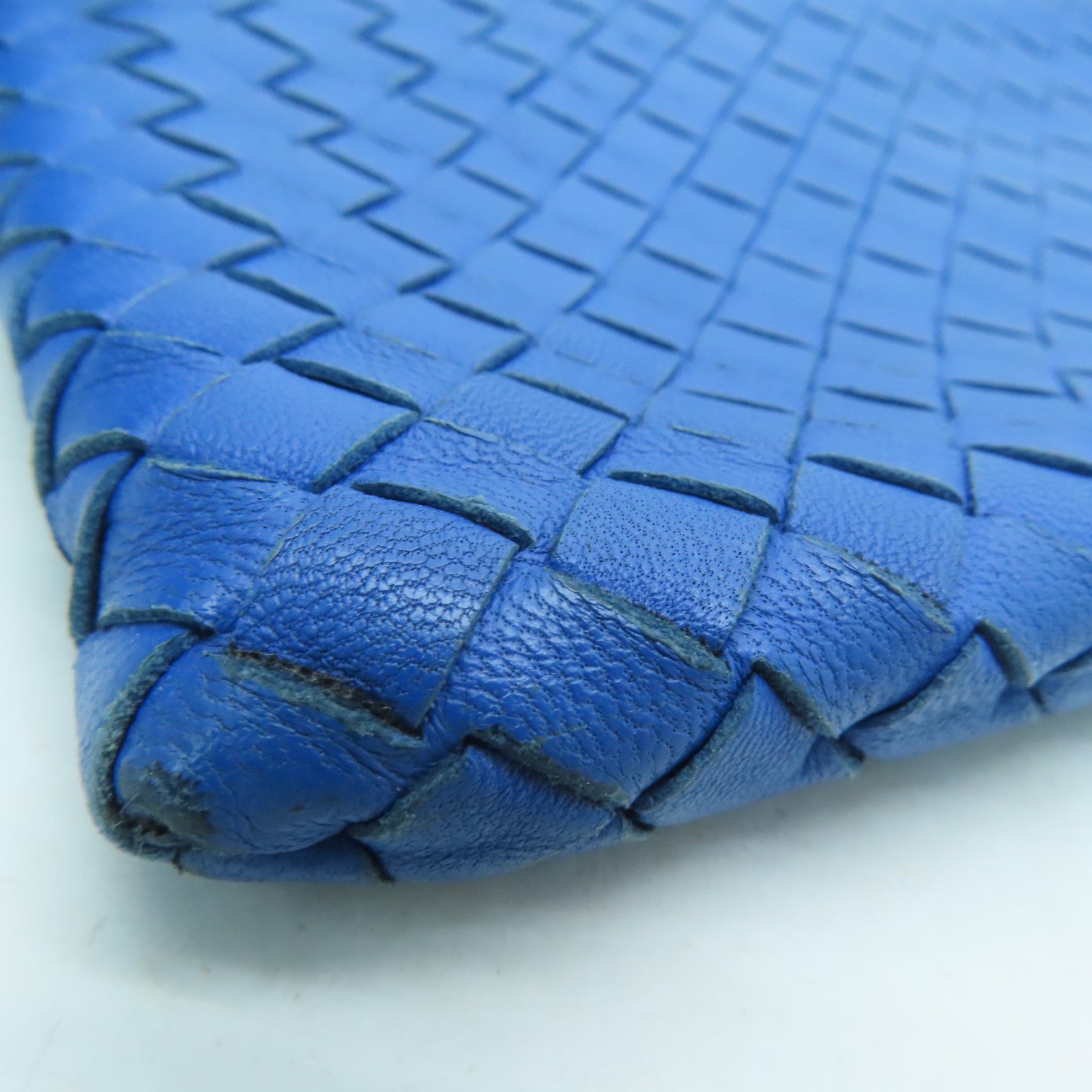 BOTTEGA VENETA 織紋皮革Pouch Clutch Bag銀扣藍色