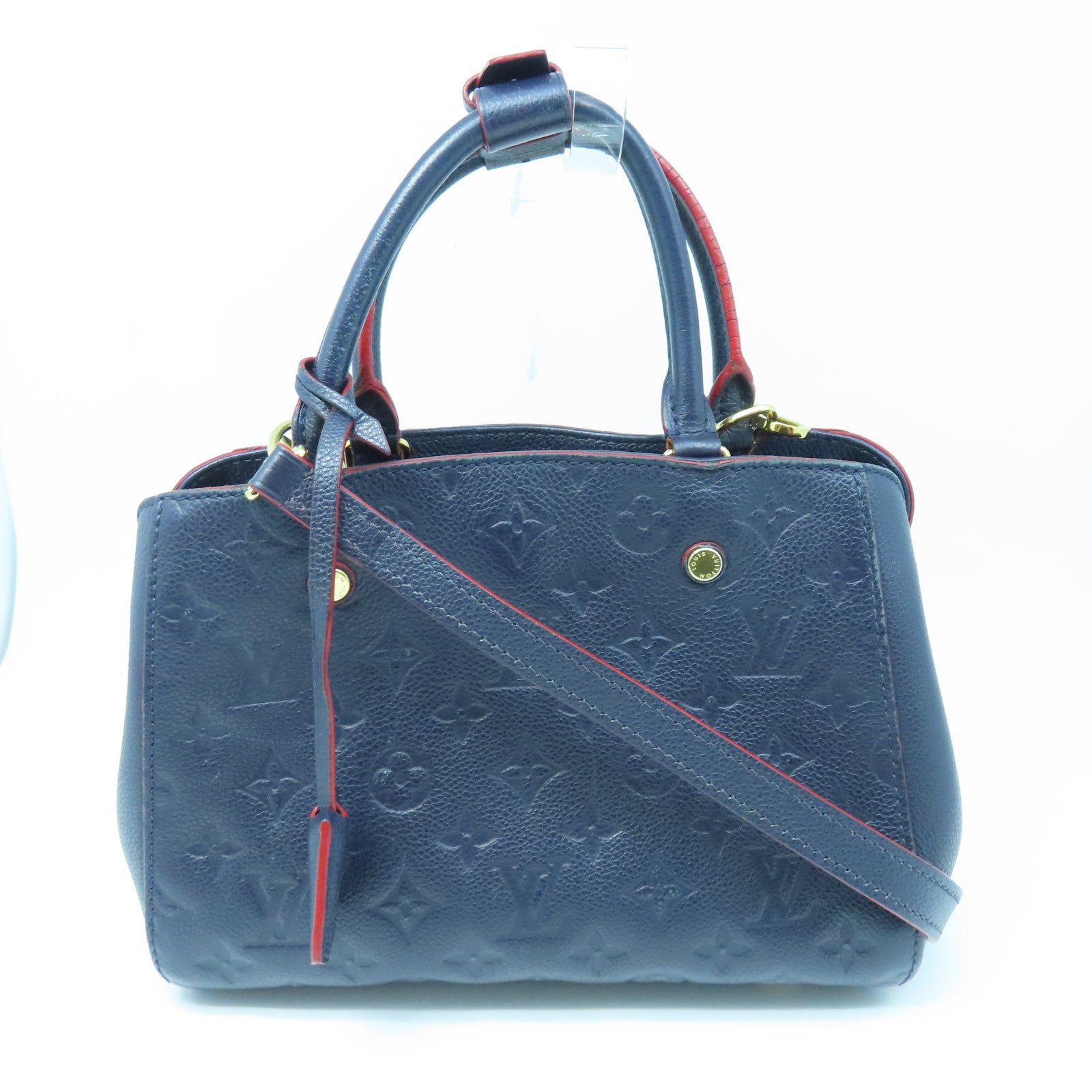 LOUIS VUITTON Mono-Empreinte Montaigne BB金扣手挽肩袋兩用袋藍色
