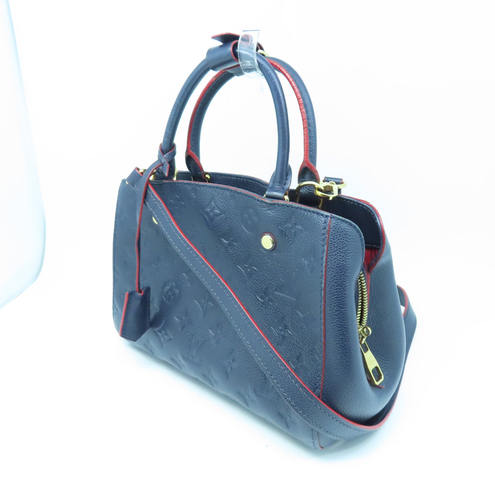 LOUIS VUITTON Mono-Empreinte Montaigne BB金扣手挽肩袋兩用袋藍色