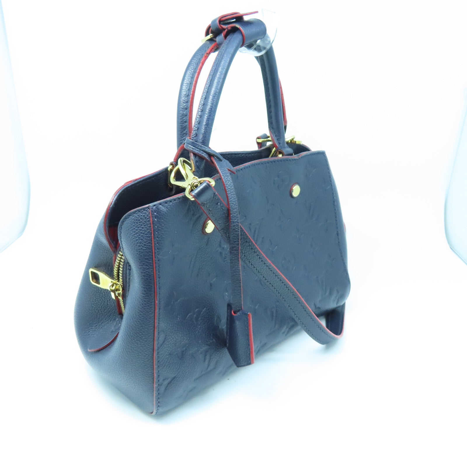 LOUIS VUITTON Mono-Empreinte Montaigne BB金扣手挽肩袋兩用袋藍色