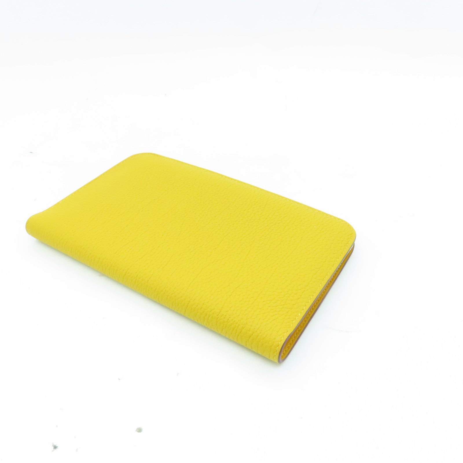 HERMES Togo皮革Dogon GM銀扣長錢包Jaune Ambre黃色
