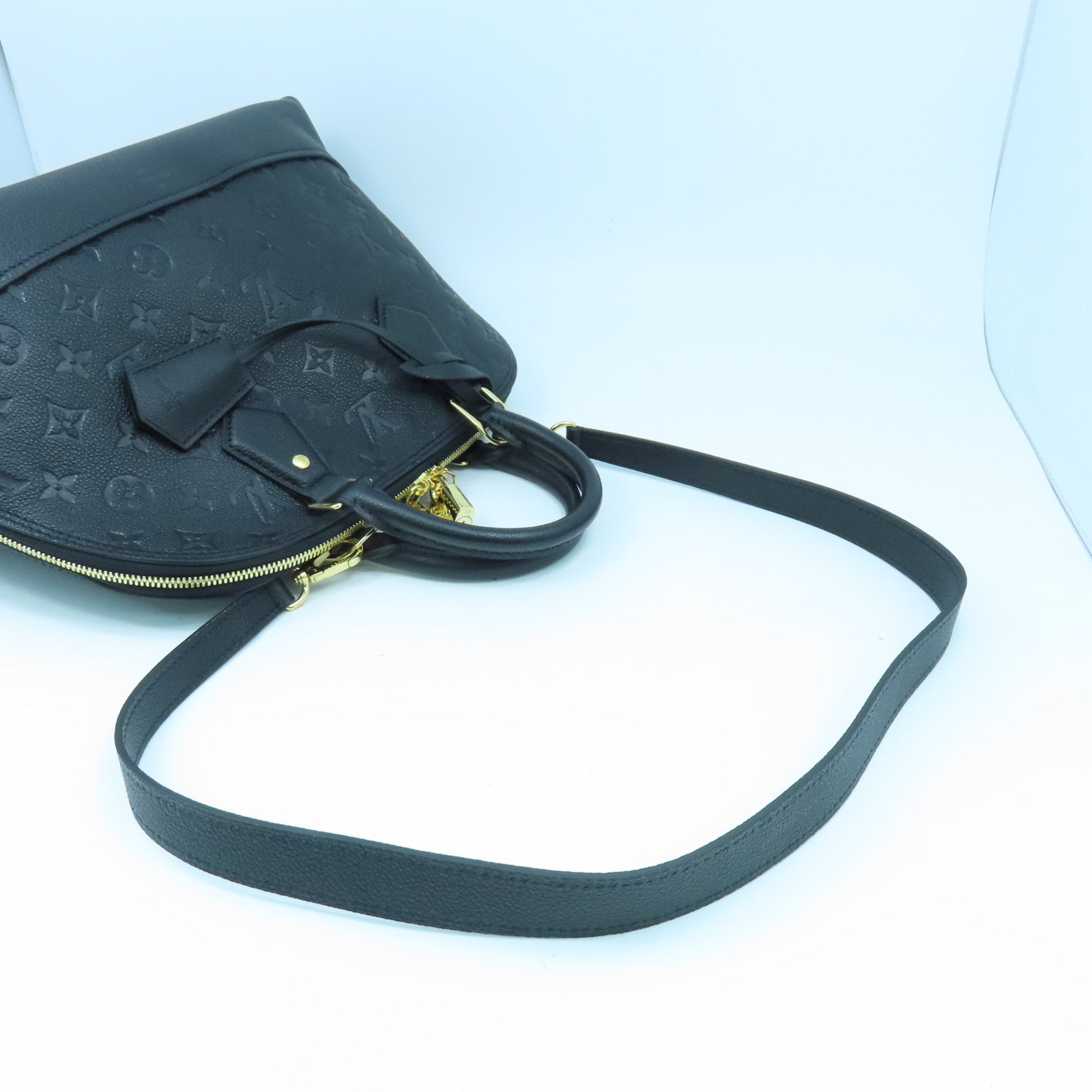 LOUIS VUITTON Monogram Empreinte Neo Alma PM金扣手挽肩背两用袋黑色