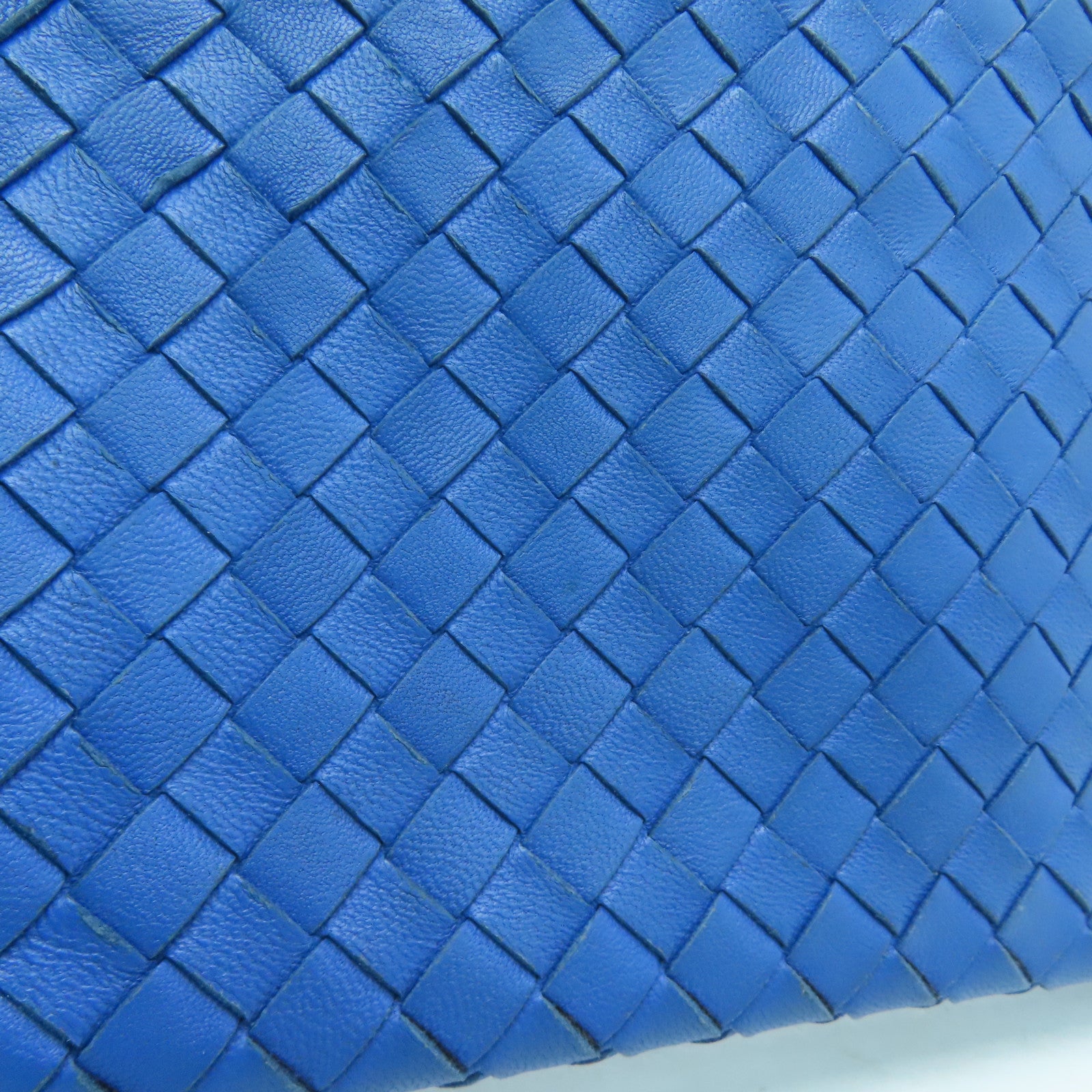 BOTTEGA VENETA 織紋皮革Pouch Clutch Bag銀扣藍色