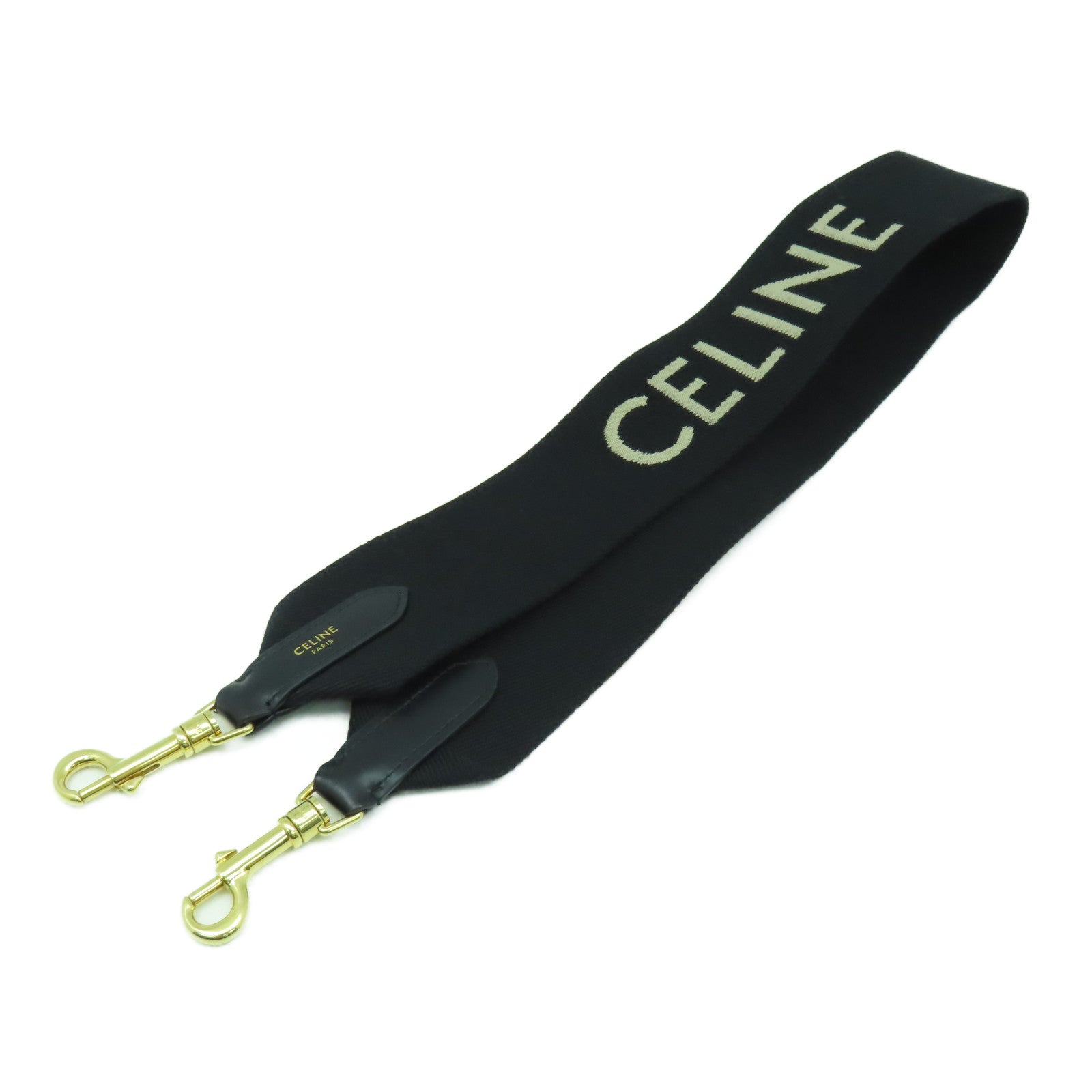 CELINE 帆布Strap金扣肩背帶黑色