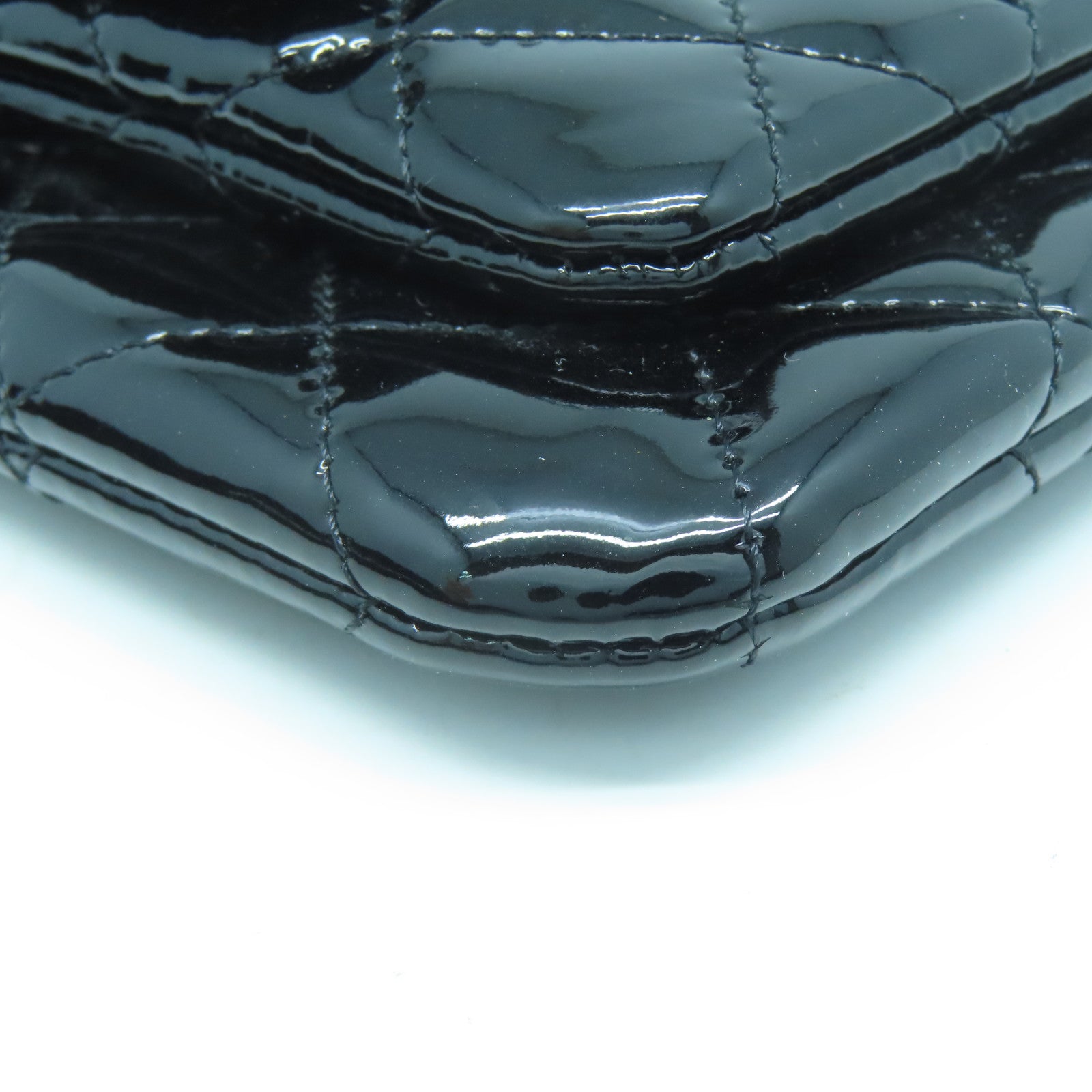 CHANEL 【激減優惠】菱格漆皮皮革Chain Shoulder銀扣鏈帶肩背袋黑色