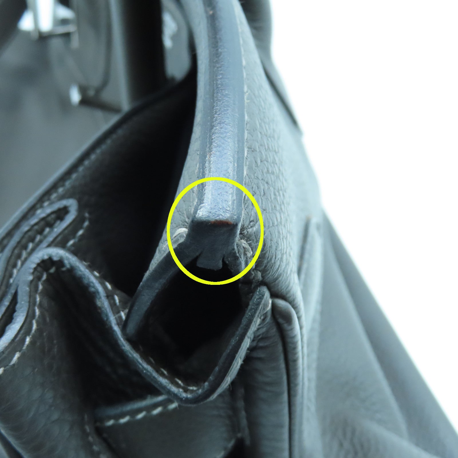 HERMES Clemence皮革Shoulder Birkin銀扣肩背袋灰色