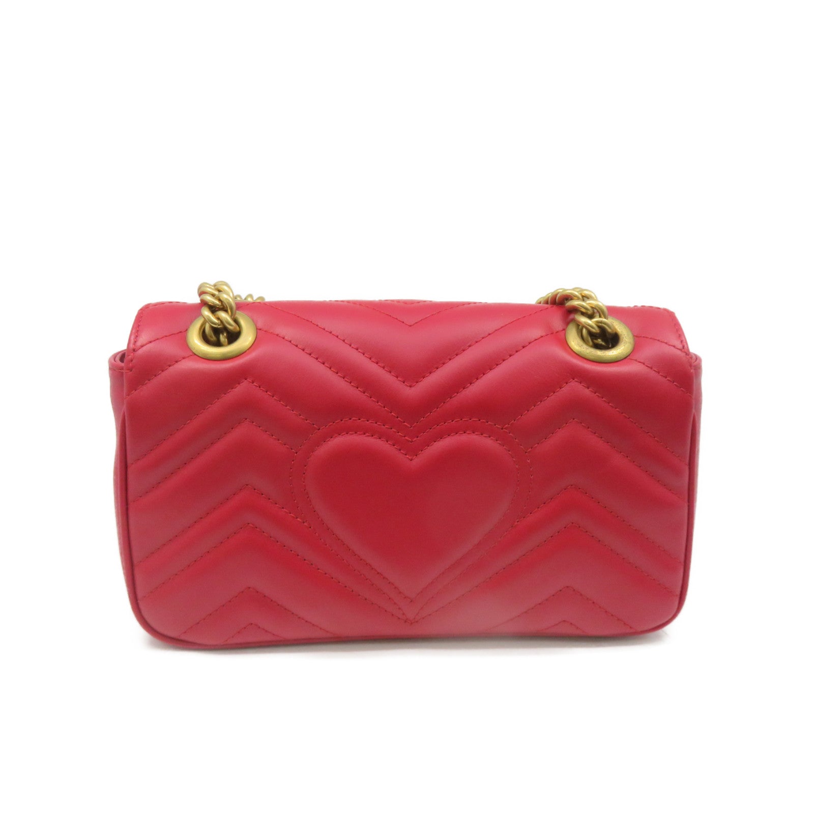 GUCCI cowhide leather GG Marmont Mini Chain Shoulder Bag quilted chain shoulder bag red