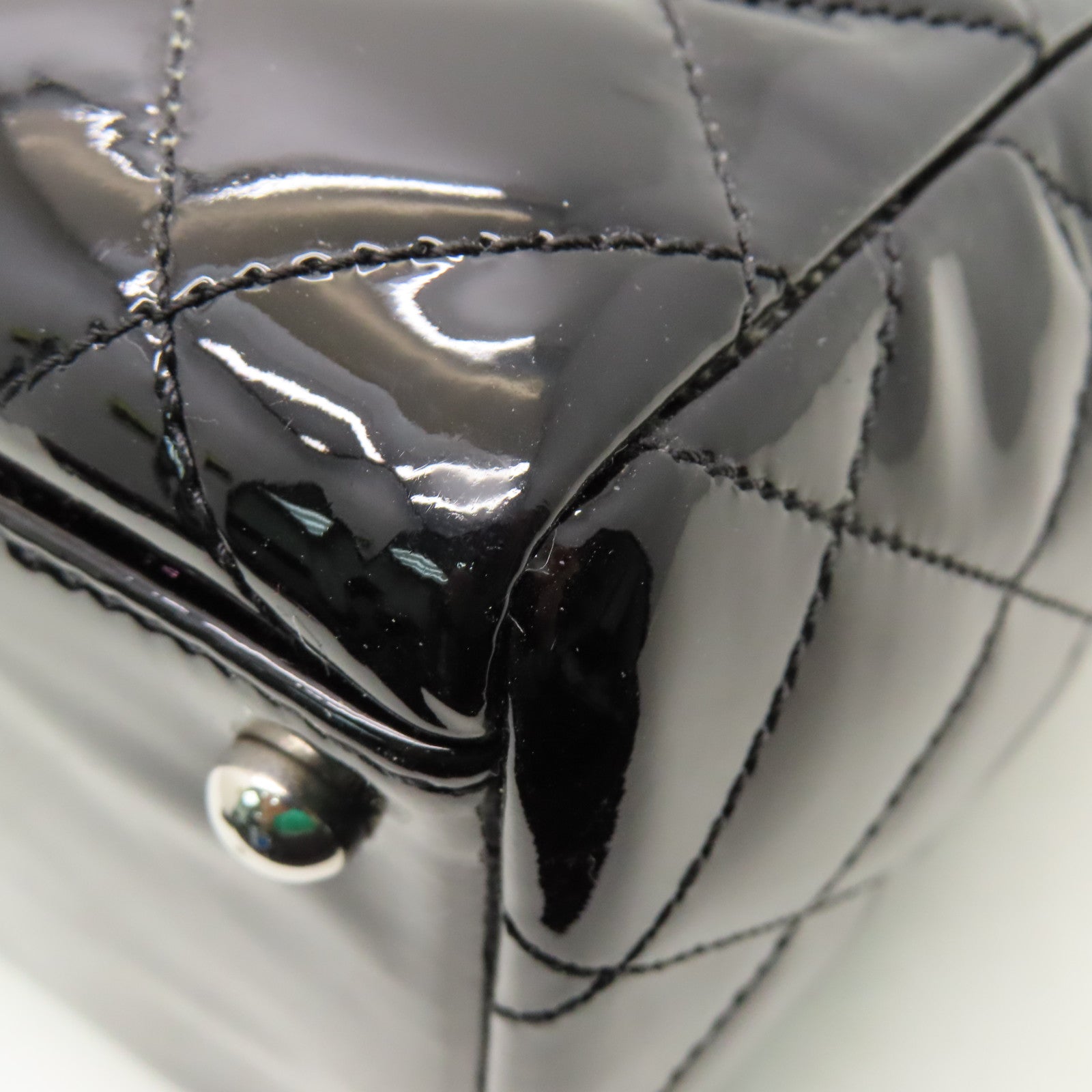 CHANEL 【激減優惠】菱格漆皮皮革Shoulder Bag銀扣鏈帶肩背袋黑色