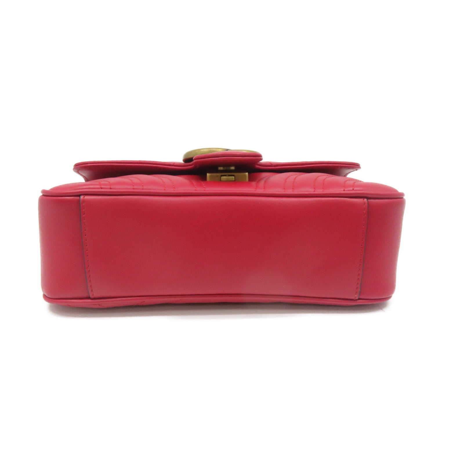 GUCCI cowhide leather GG Marmont Mini Chain Shoulder Bag quilted chain shoulder bag red