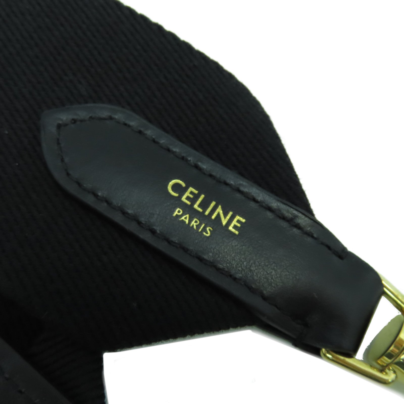CELINE 帆布Strap金扣肩背帶黑色