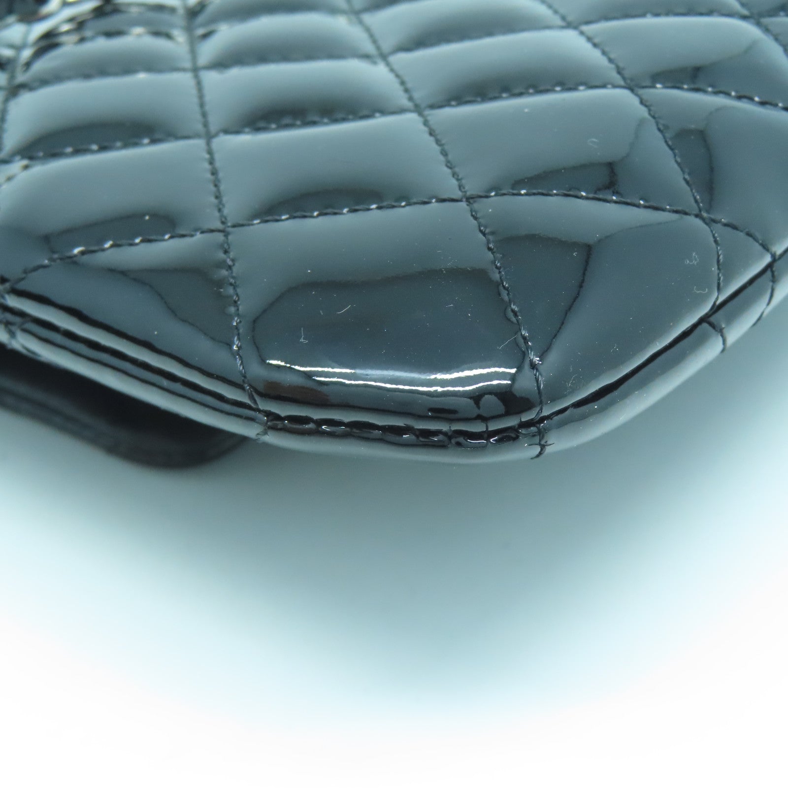 CHANEL 【激減優惠】菱格漆皮皮革Chain Shoulder銀扣鏈帶肩背袋黑色