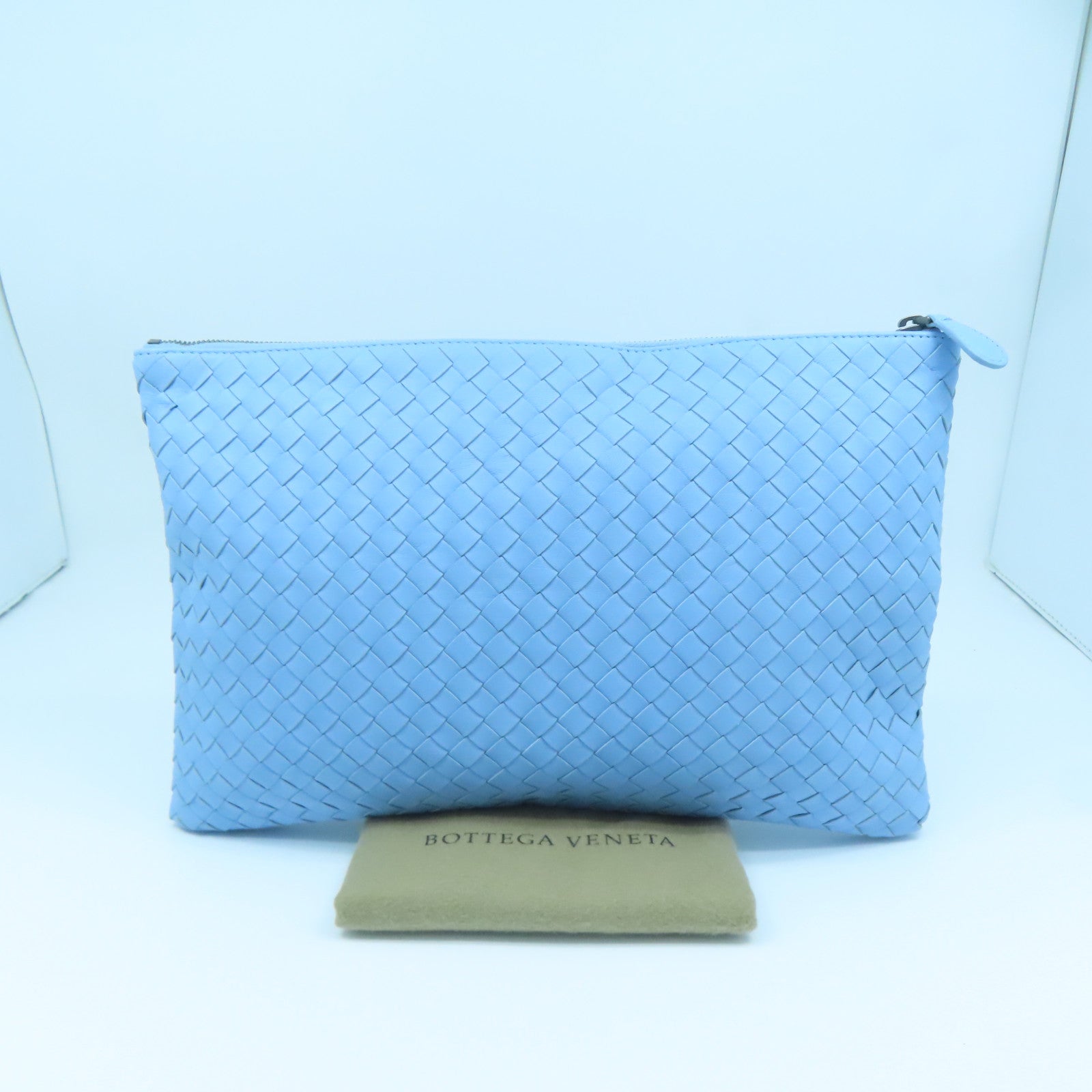 BOTTEGA VENETA 織紋皮革Clutch Bag手拿包淺藍色