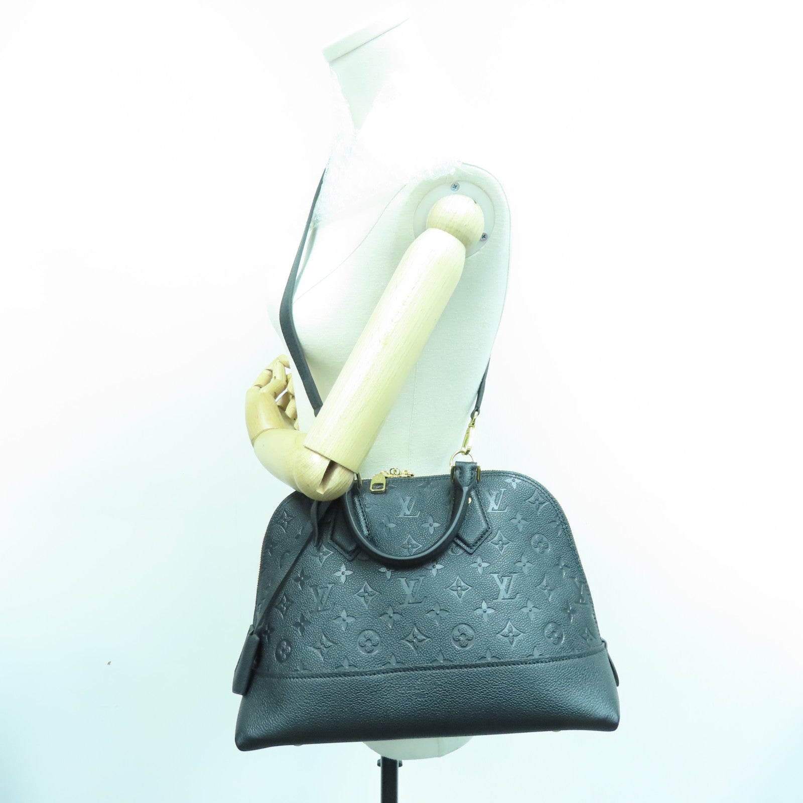 LOUIS VUITTON Monogram Empreinte Neo Alma PM金扣手挽肩背两用袋黑色