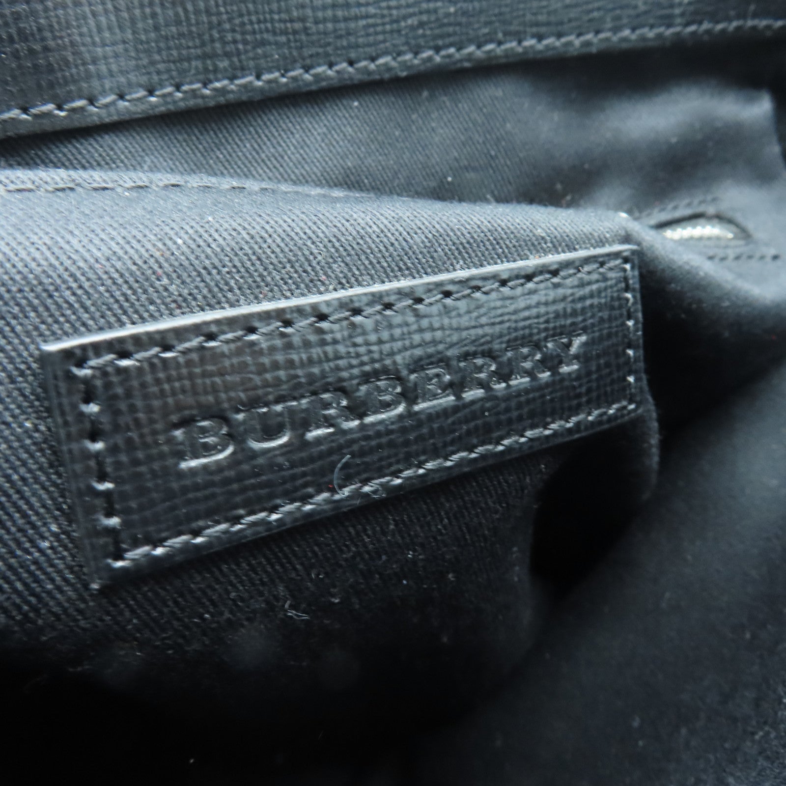 BURBERRY PVC Coated Canvas Shoulder Bag Silver Buckle Black
