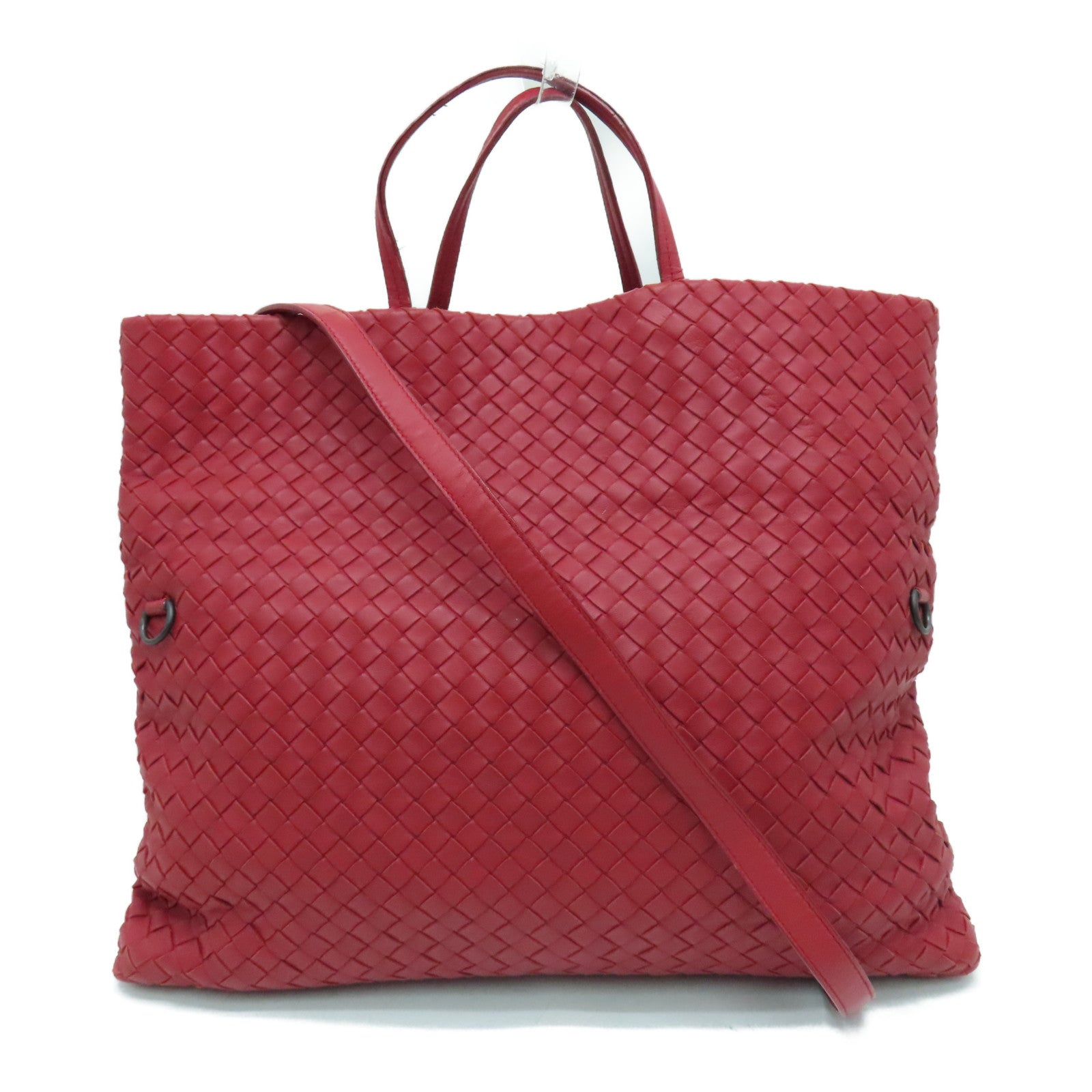 BOTTEGA VENETA 織紋皮革2way Shoulder Bag手挽肩背兩用袋紅色