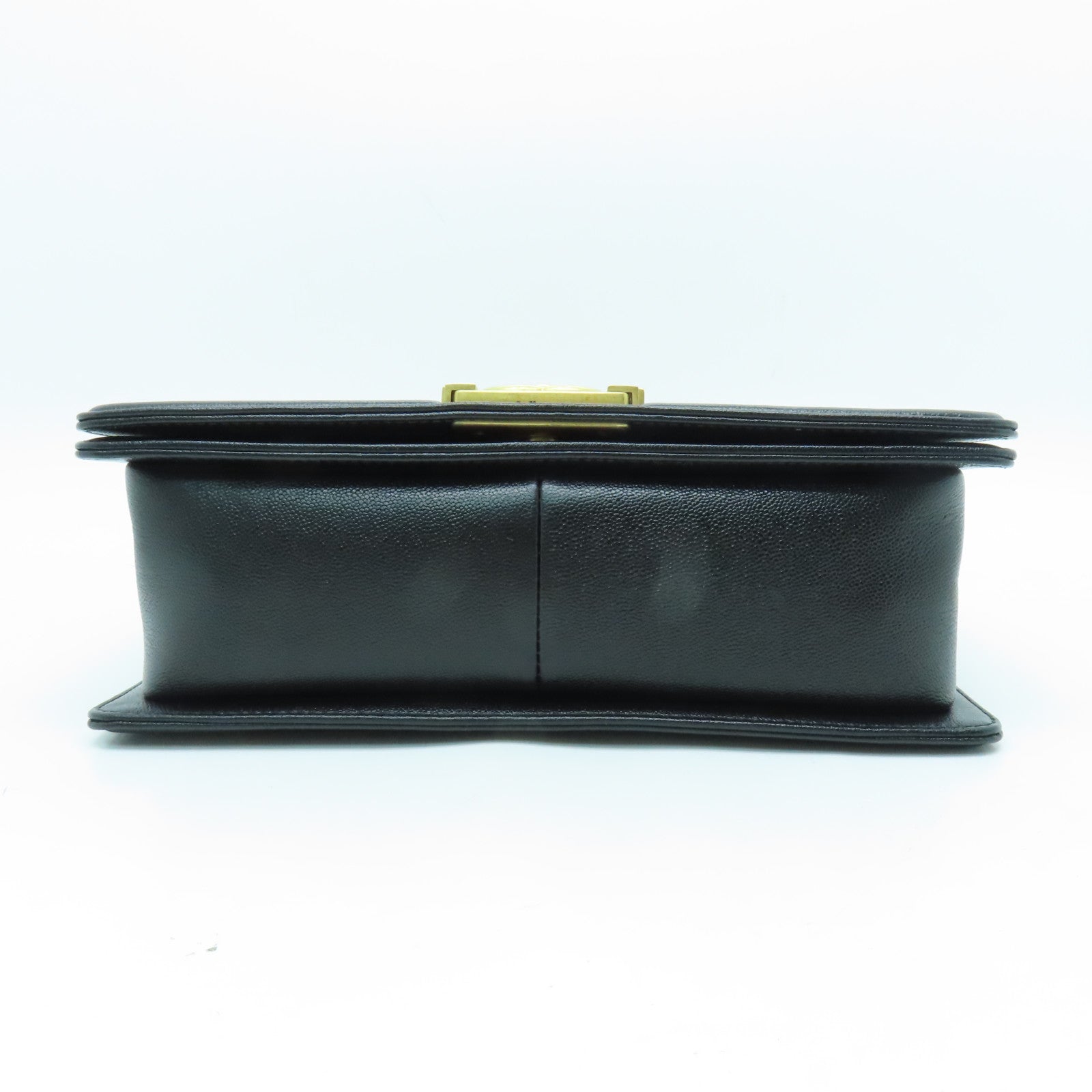 CHANEL rhombic cowhide leather Boy Chanel gold buckle shoulder bag black