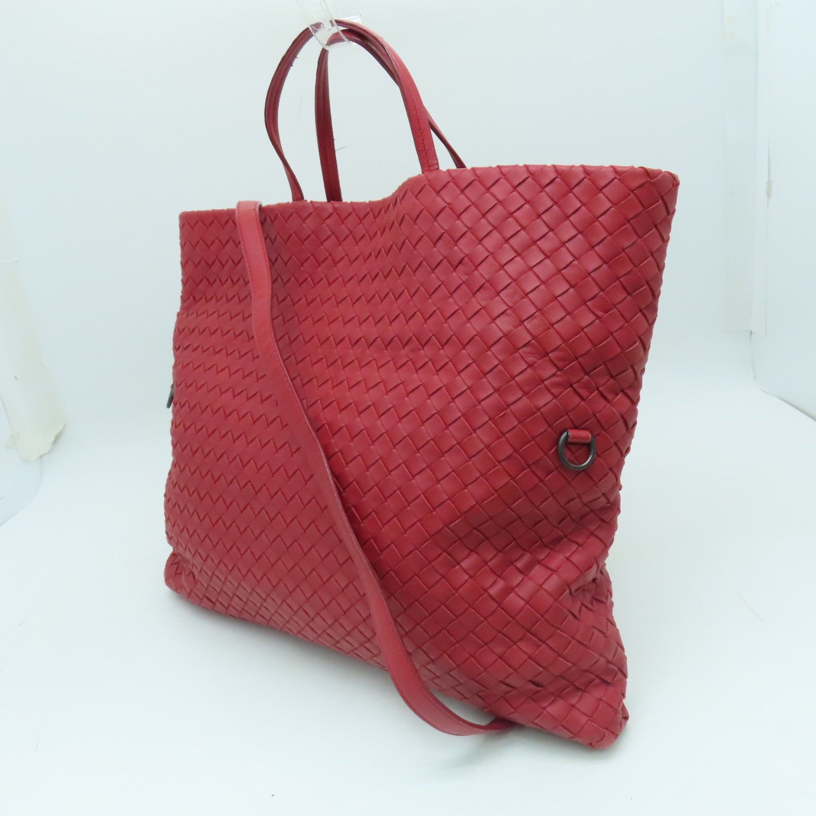 BOTTEGA VENETA 織紋皮革2way Shoulder Bag手挽肩背兩用袋紅色