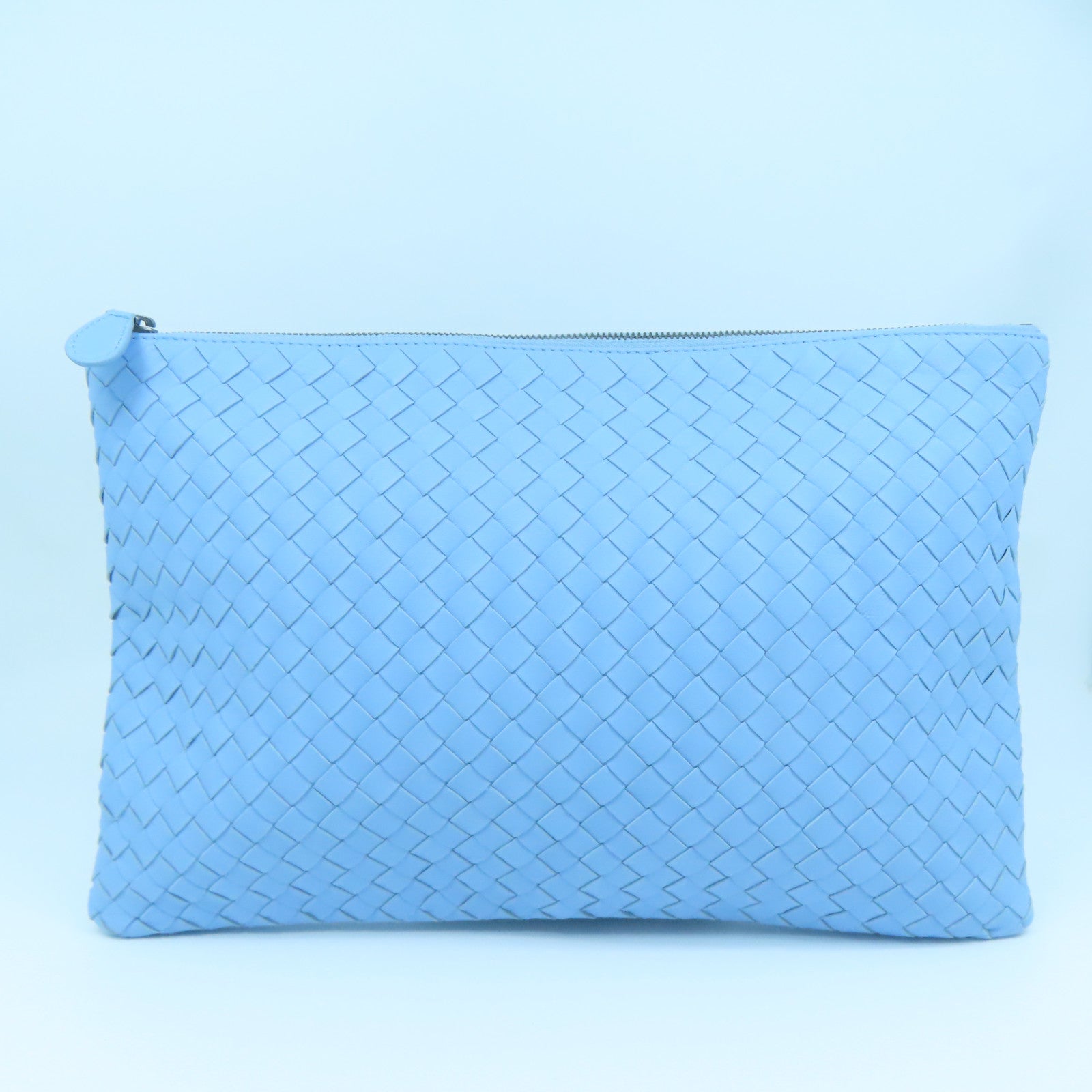 BOTTEGA VENETA 織紋皮革Clutch Bag手拿包淺藍色