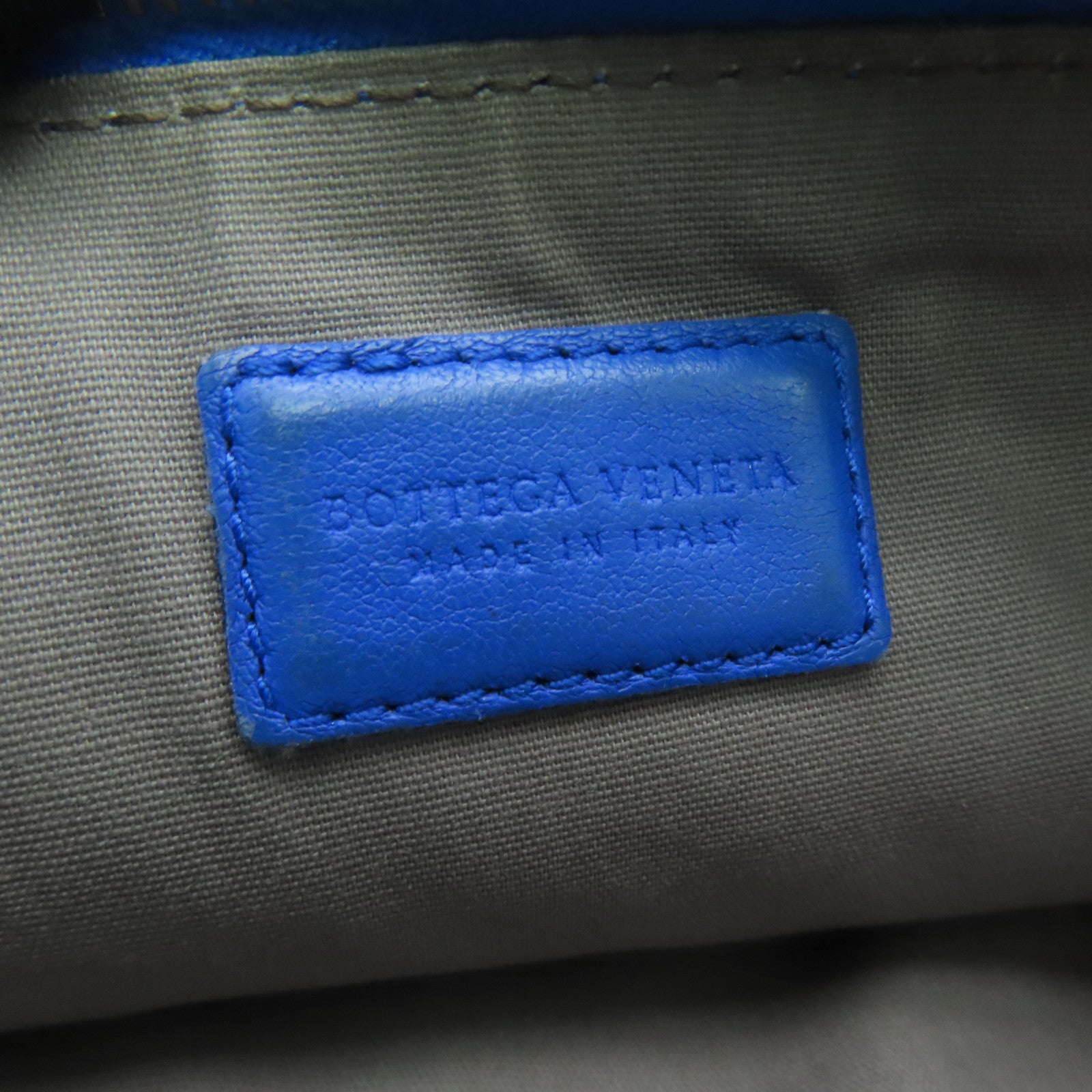 BOTTEGA VENETA 織紋皮革Pouch Clutch Bag銀扣藍色