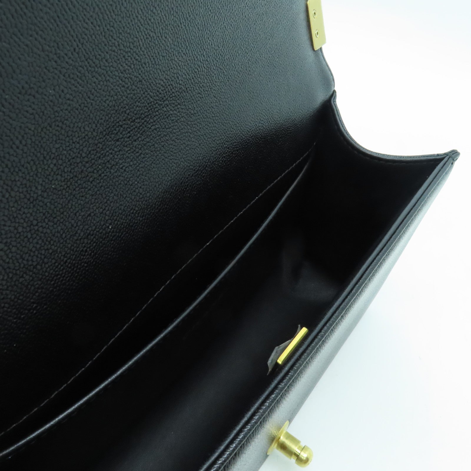 CHANEL rhombic cowhide leather Boy Chanel gold buckle shoulder bag black