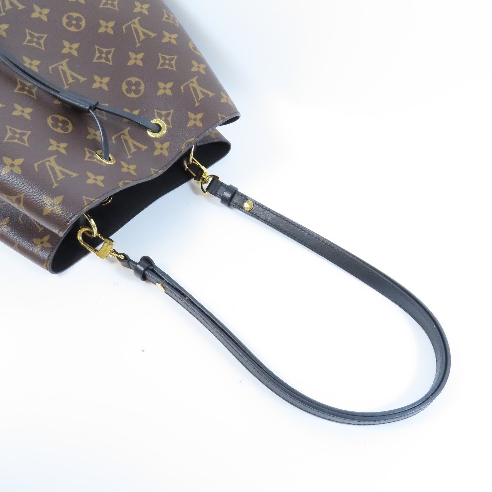 LOUIS VUITTON Monogram Neo Noe MM金扣肩背袋啡色/黑色