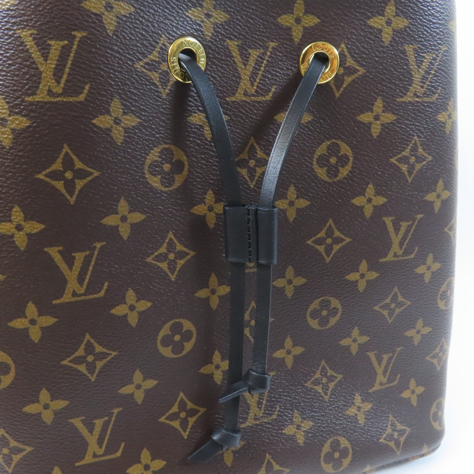 LOUIS VUITTON Monogram Neo Noe MM金扣肩背袋啡色/黑色