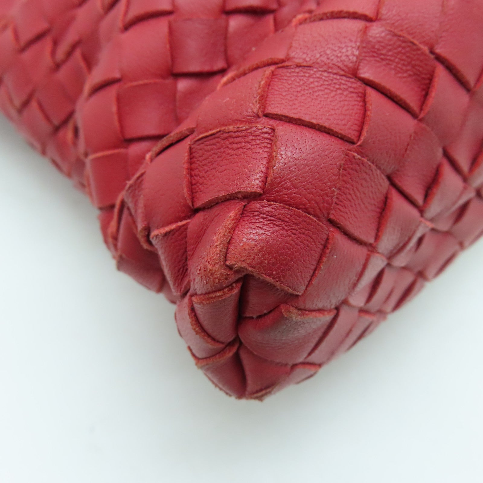 BOTTEGA VENETA 織紋皮革2way Shoulder Bag手挽肩背兩用袋紅色