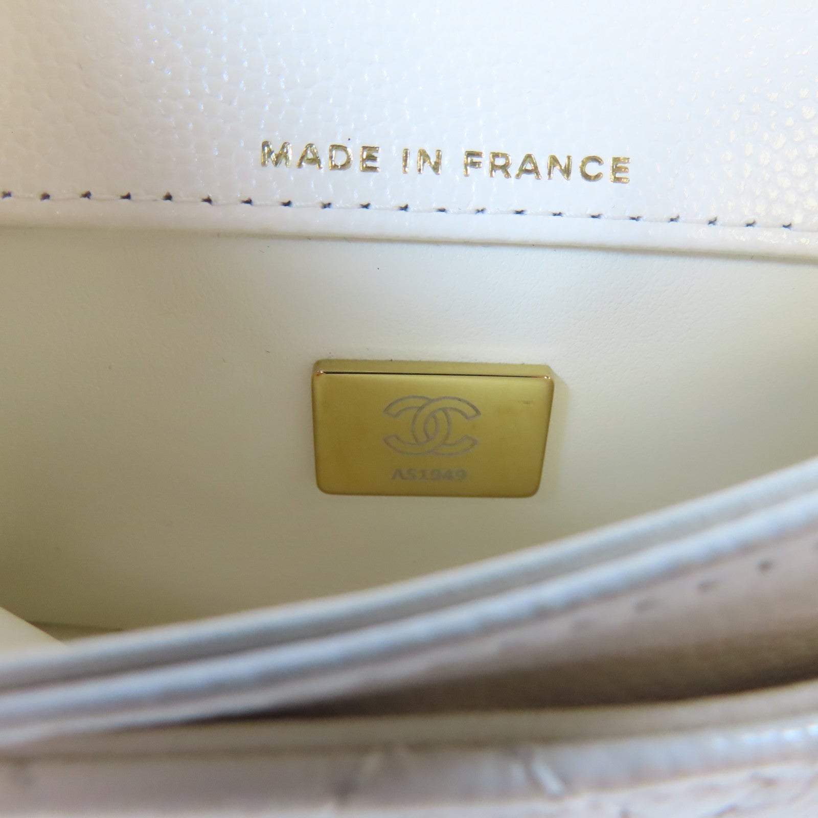 CHANEL 菱格牛皮皮革Mini Bag Set金扣/銀扣鏈帶肩背袋白色