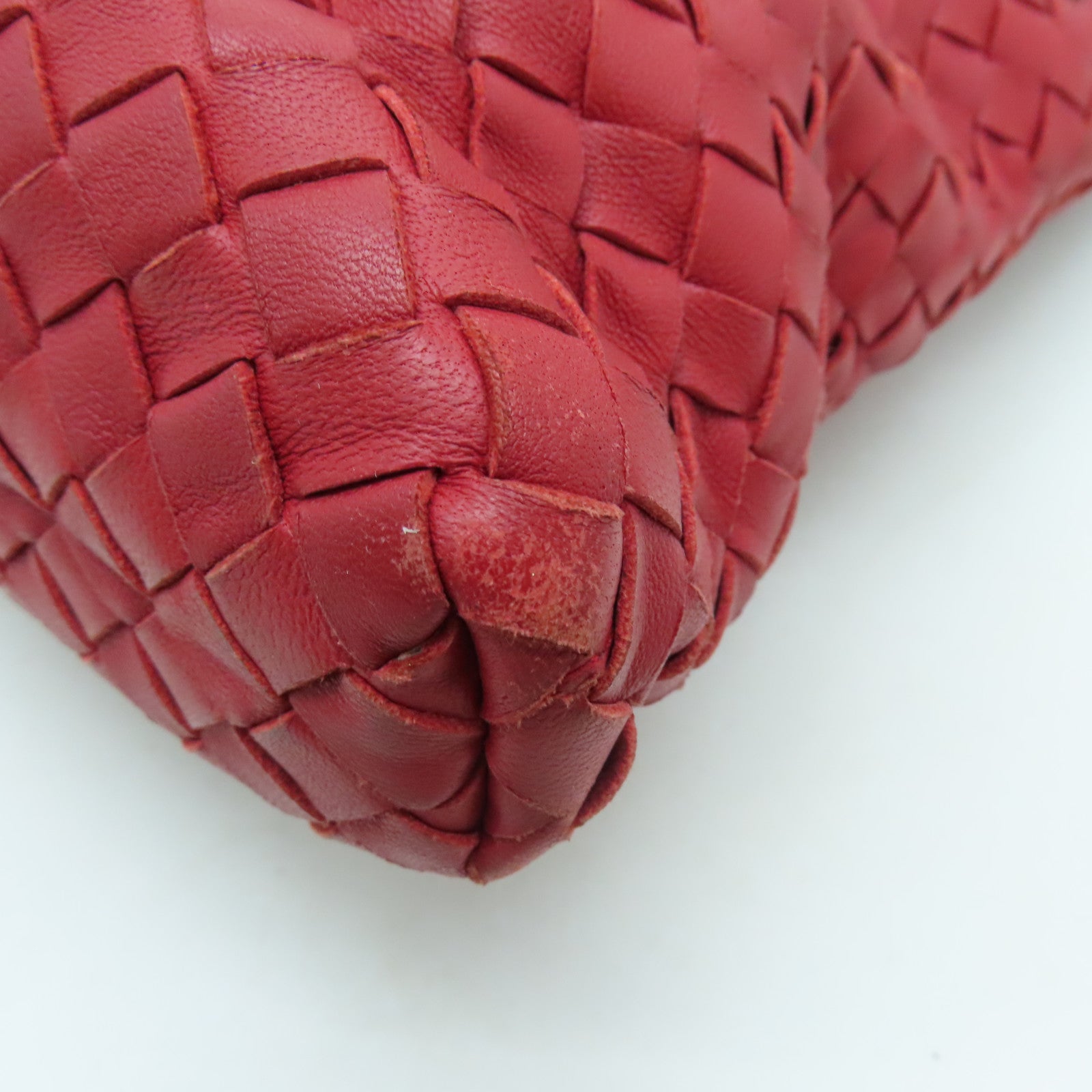 BOTTEGA VENETA 織紋皮革2way Shoulder Bag手挽肩背兩用袋紅色