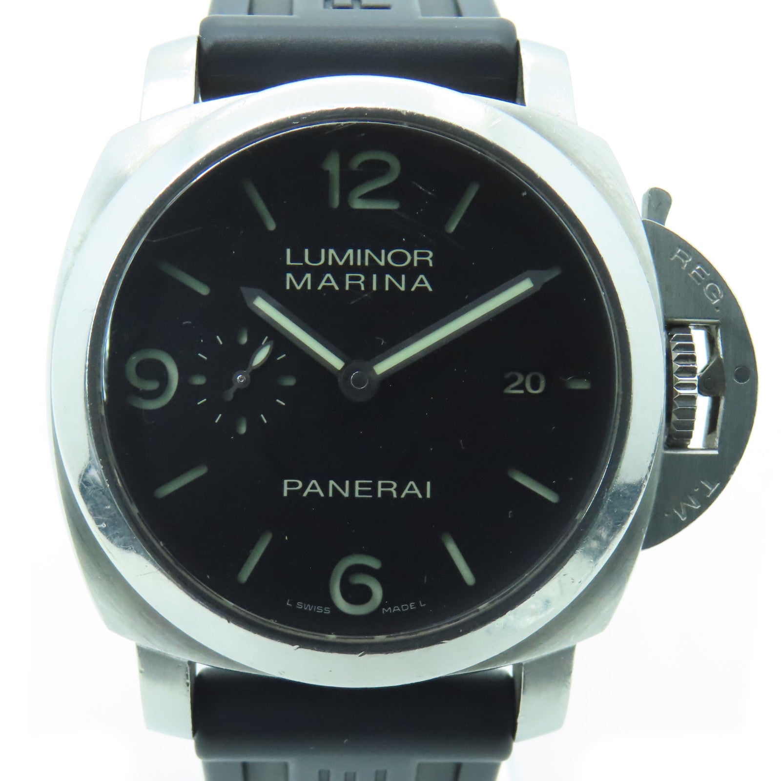 PANERAI Luminor 44mm Stainless Steel Rubber Band Watch Automatic Movement Black