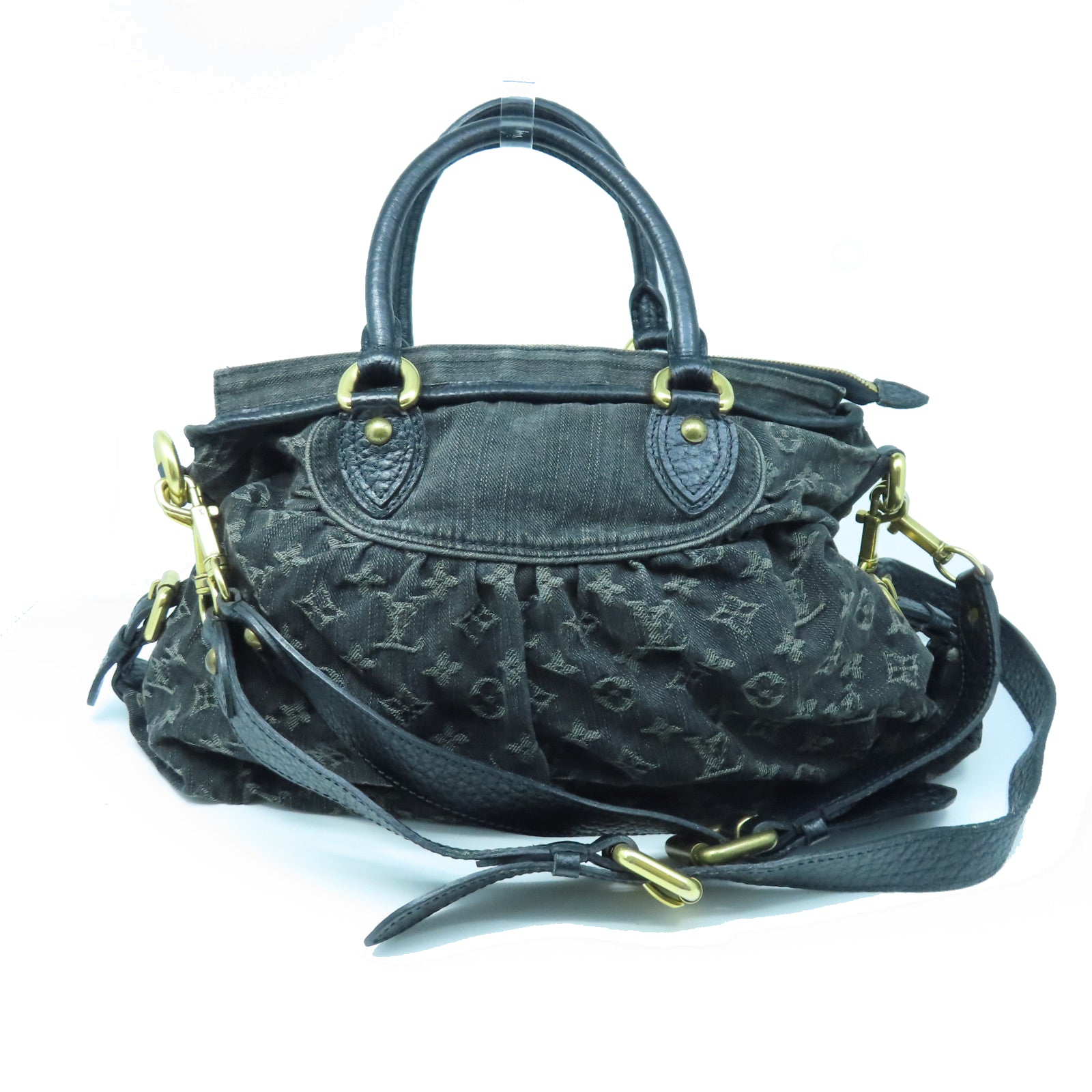 LOUIS VUITTON Mono-Denim Neo Cabby MM金扣手挽肩背兩用袋黑色