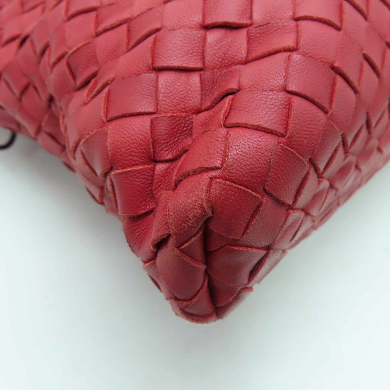 BOTTEGA VENETA 織紋皮革2way Shoulder Bag手挽肩背兩用袋紅色