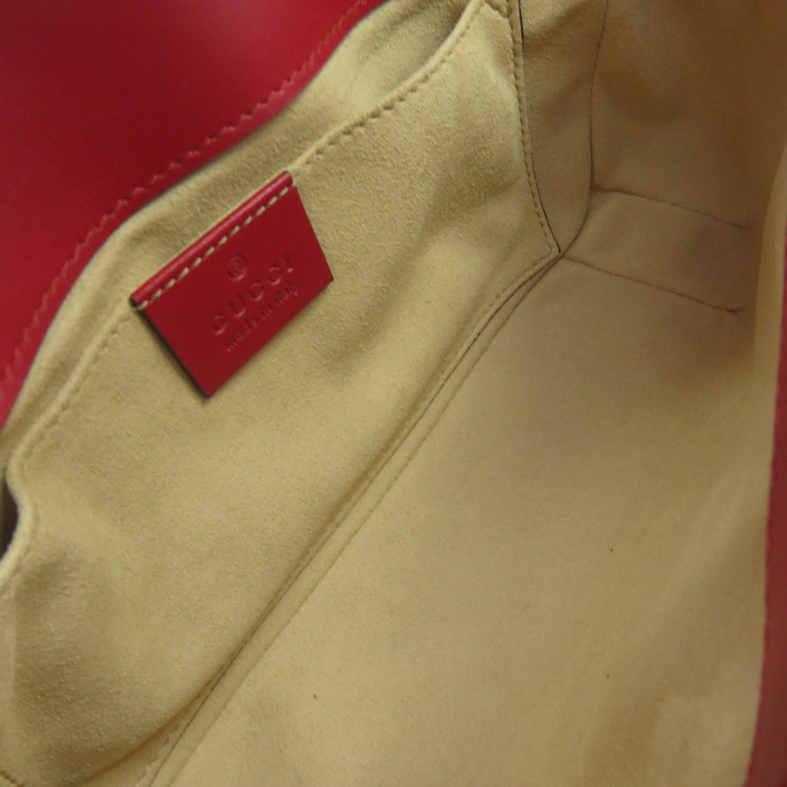 GUCCI cowhide leather GG Marmont Mini Chain Shoulder Bag quilted chain shoulder bag red