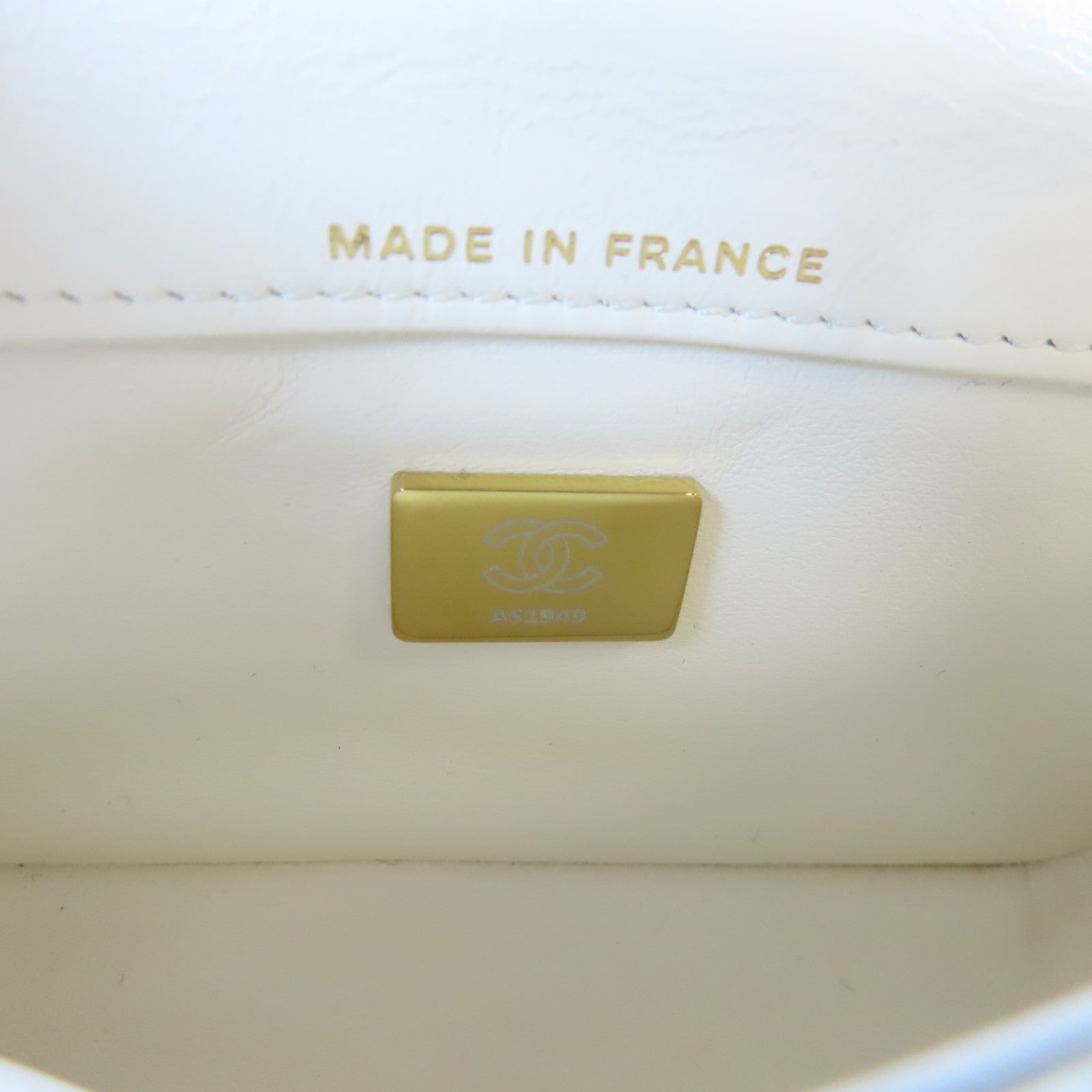 CHANEL 菱格牛皮皮革Mini Bag Set金扣/銀扣鏈帶肩背袋白色